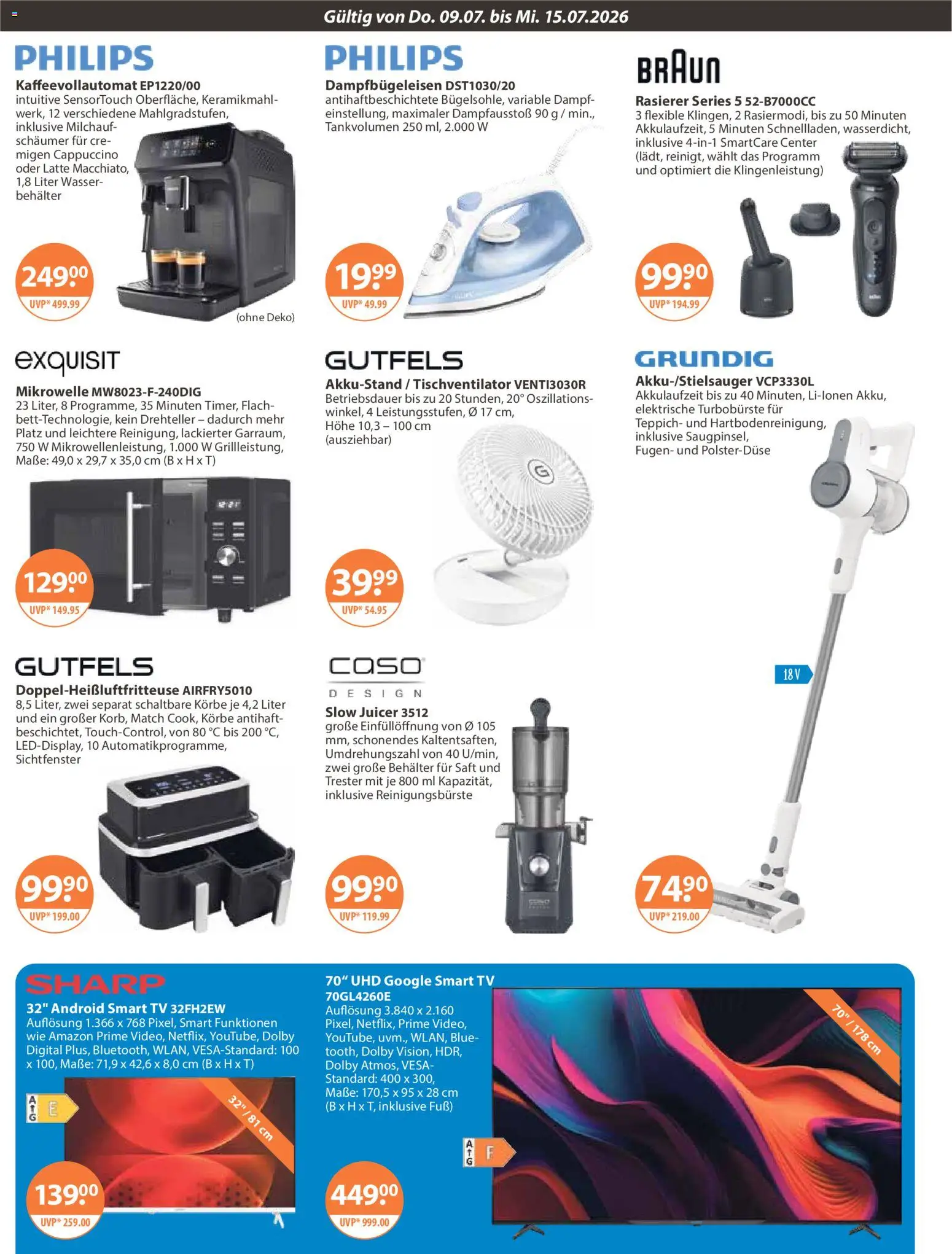 V-Markt Angebote – gültig ab 09.07.2026 | Seite: 12 | Produkte: Philips, Mikrowelle, Smart TV, Wasser