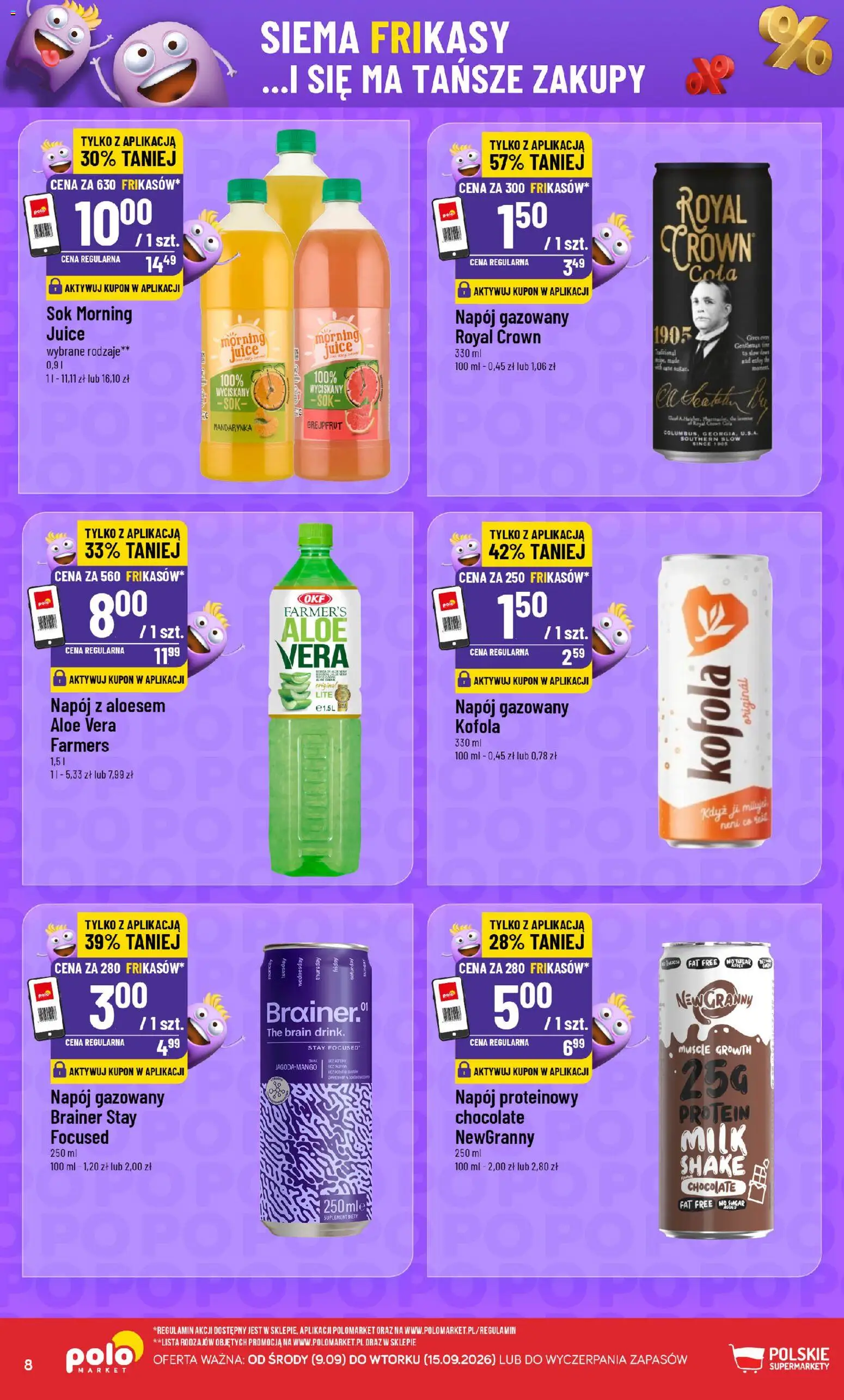 Nowa POLOmarket gazetka od jutra 09.09.2026 | Strona: 8 | Produkty: Napój proteinowy, Sok, Grejpfrut, Kofola