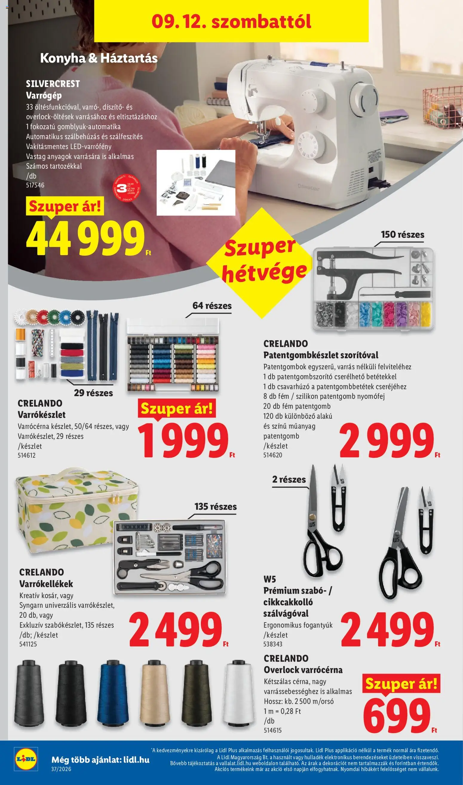 Lidl akciós ujság - amely érvényes a következő dátumtól: 2026.09.10. | Oldal: 16 | Termékek: Szilikon, Varrógép, SilverCrest, Csavarhúzó