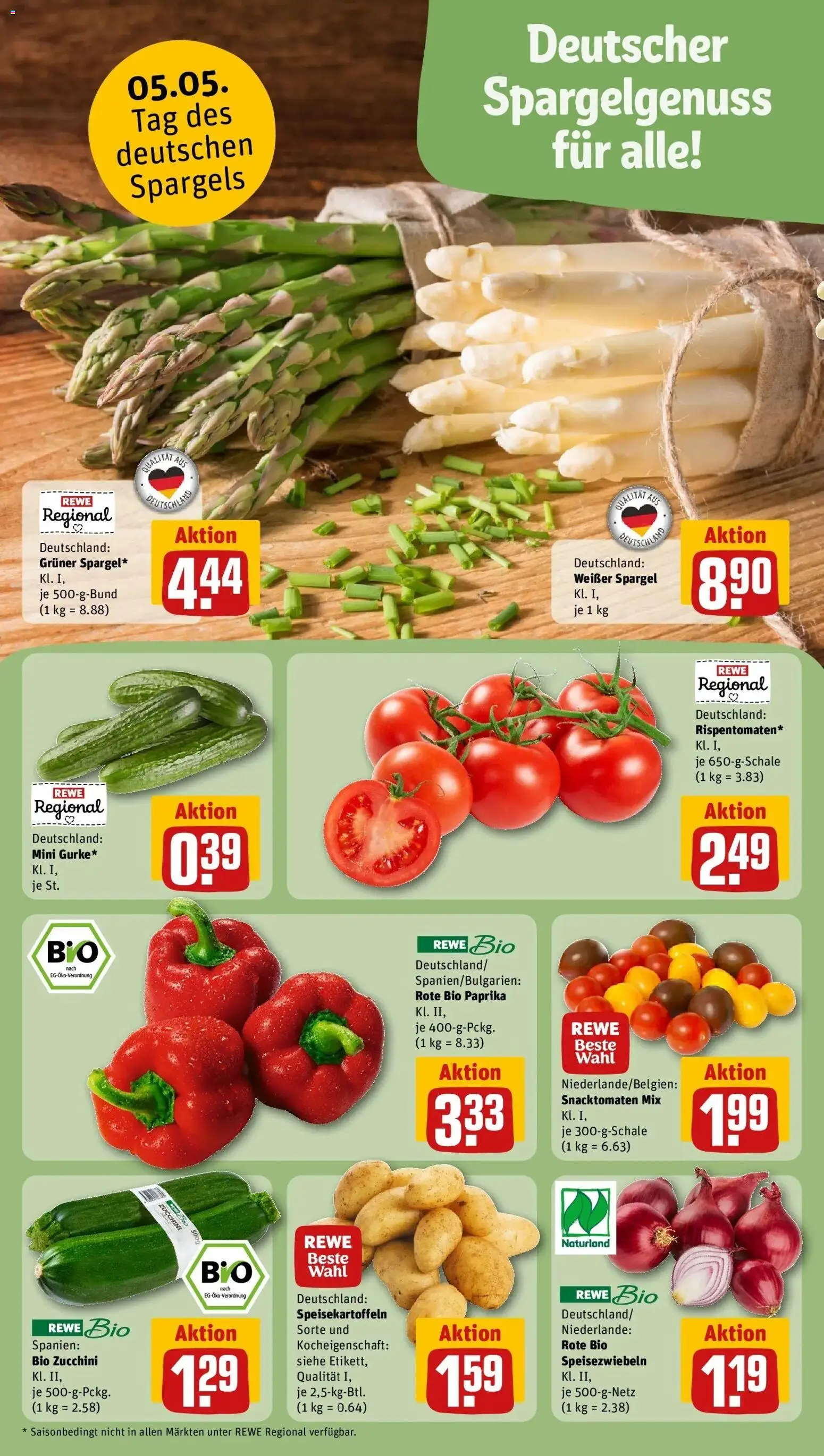 REWE Prospekt ab 04.05.2026 zum Blättern » Angebote | Seite: 11 | Produkte: Spargel, Paprika, Zucchini