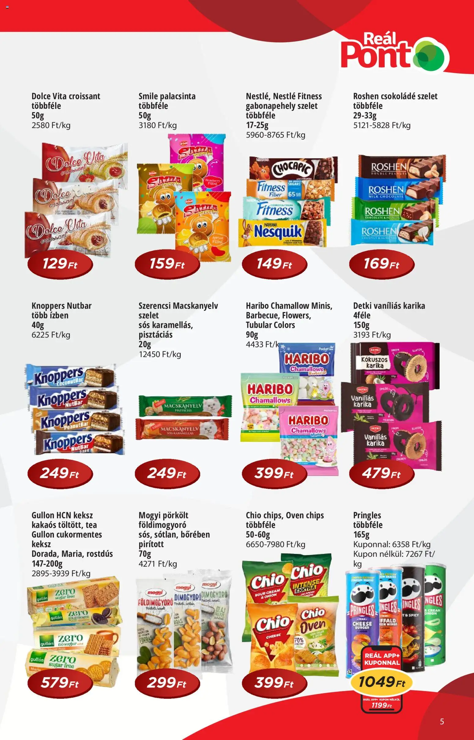 Reál akciós ujság - amely érvényes a következő dátumtól: 20.05.2026 | Oldal: 5 | Termékek: Chips, Pringles, Croissant, Olaj