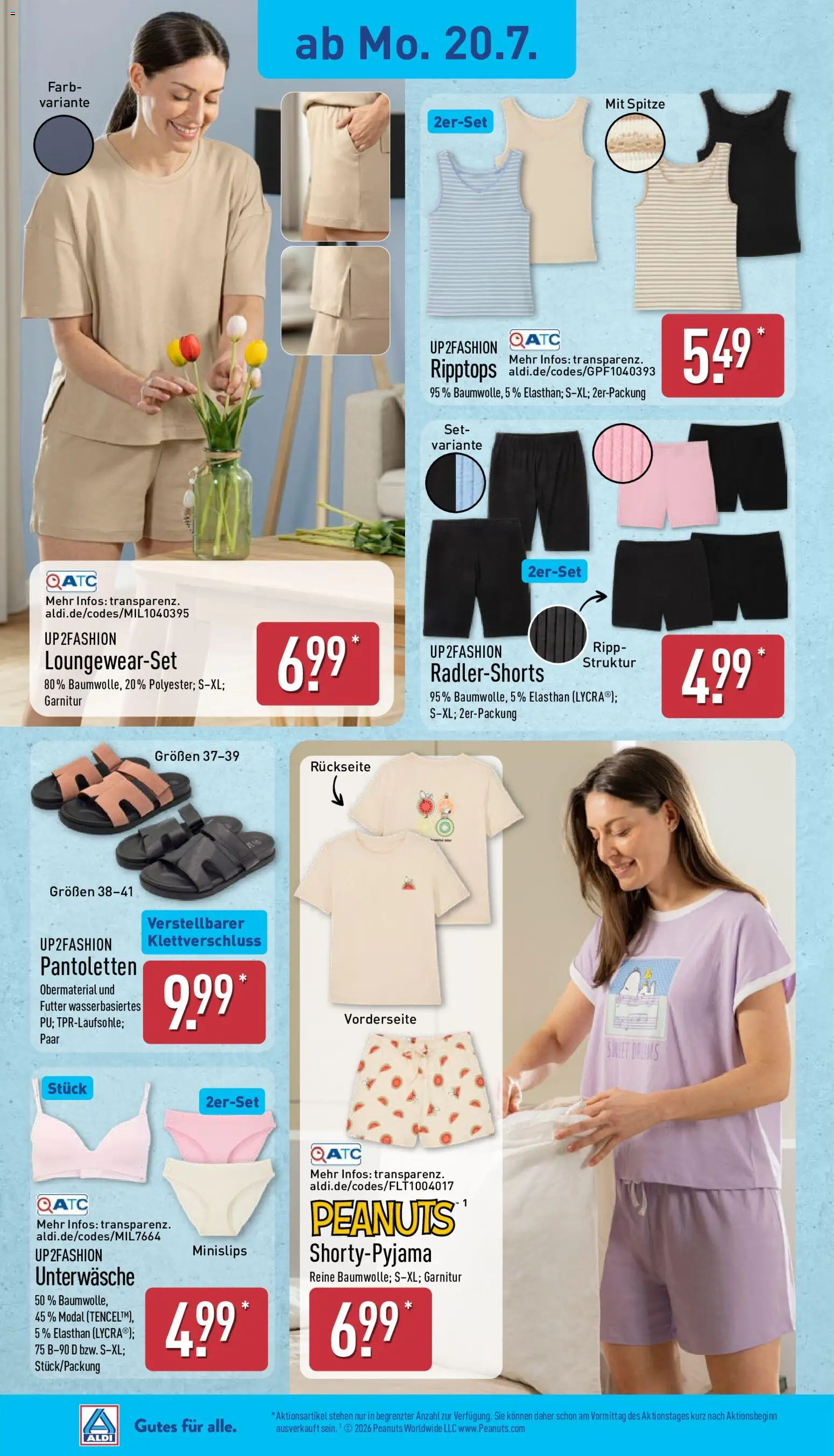 Aldi Ausblick – gültig ab 20.07.2026 | Seite: 6 | Produkte: Up2fashion, Unterwäsche