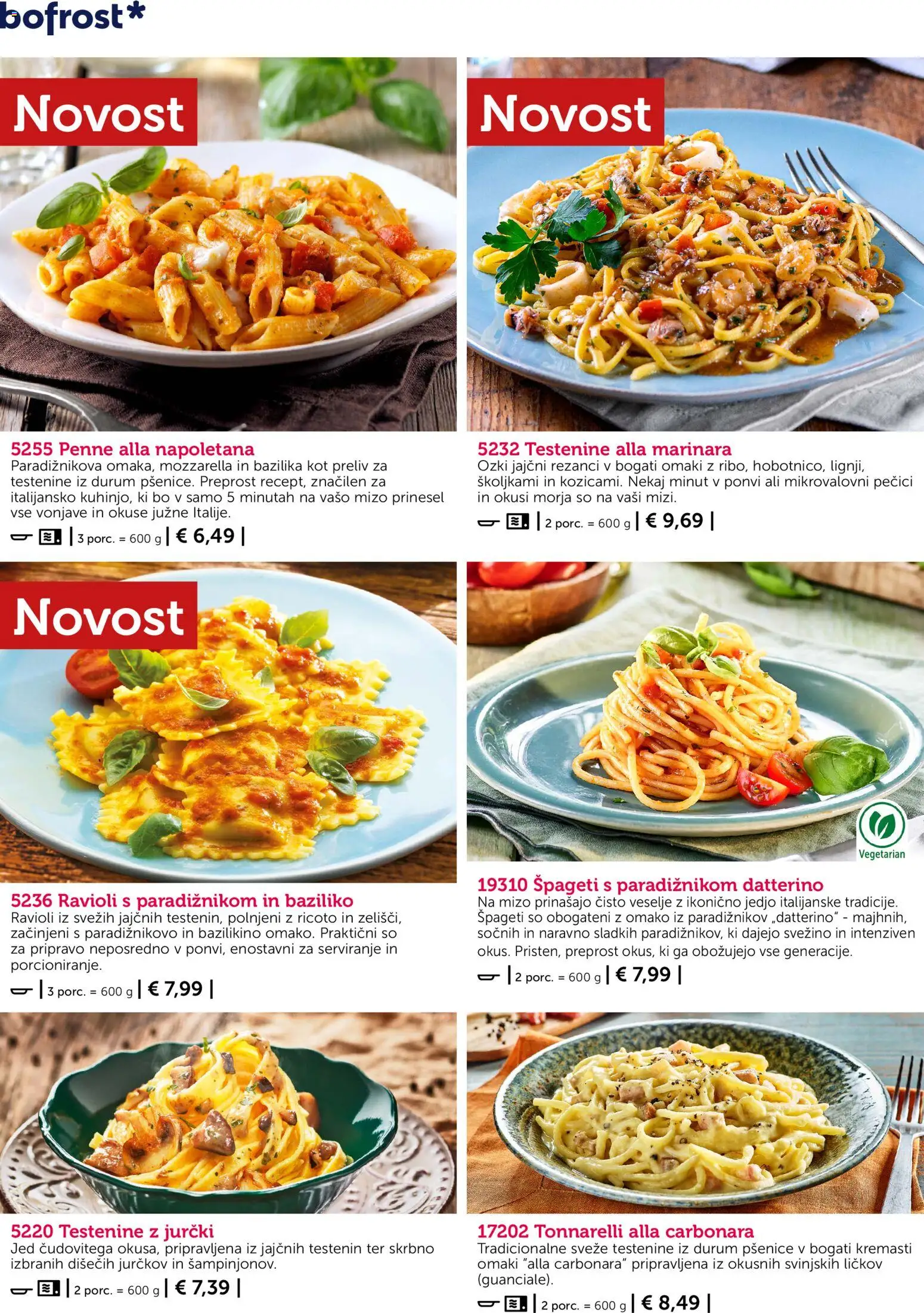 Novi Bofrost katalog ponudbe – veljaven od 01.10.2026 | Stran: 28 | Izdelki: Rezanci, Mozzarella, Spageti, Testenine