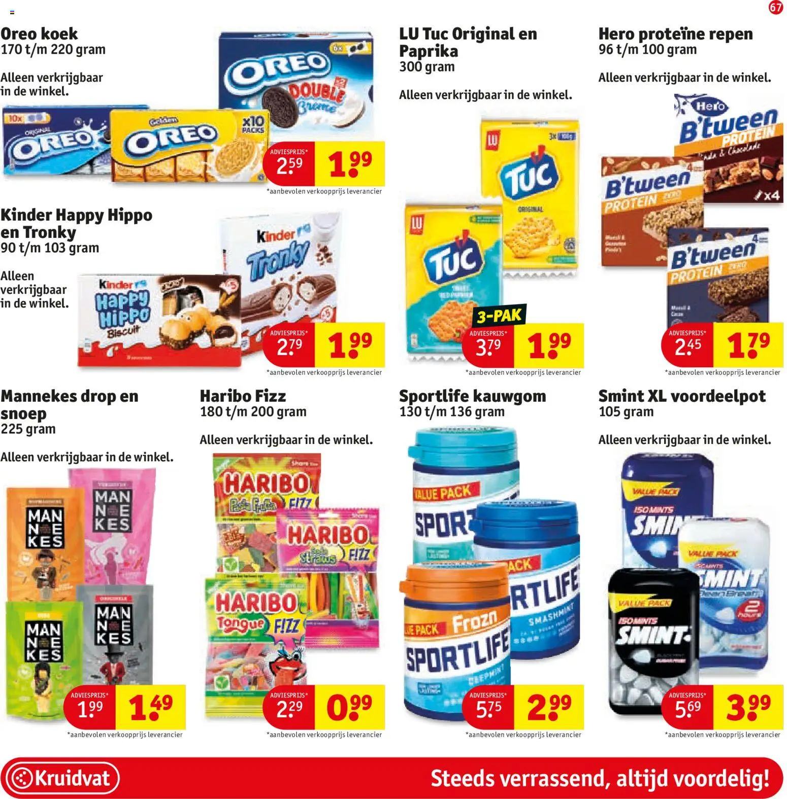 {H1} | Pagina: 71 | Producten: Oreo, Kész piskótalap, Kinder, Kauwgom