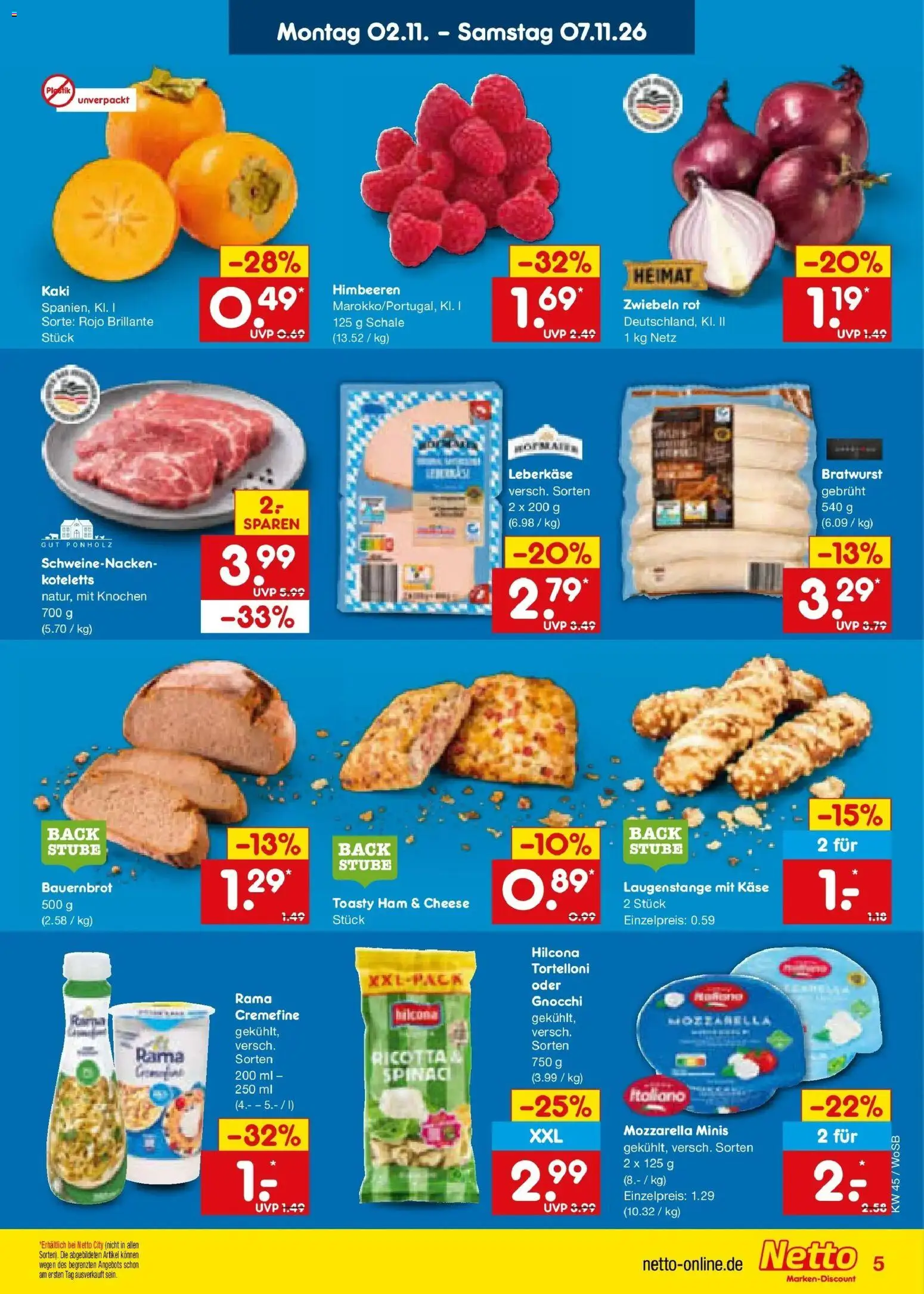 Netto Marken-Discount Prospekt Ludwigshafen-Edigheim – gültig ab 02.11.2026 | Seite: 7 | Produkte: Bratwurst, Schweinenacken, Kaki, Leberkase