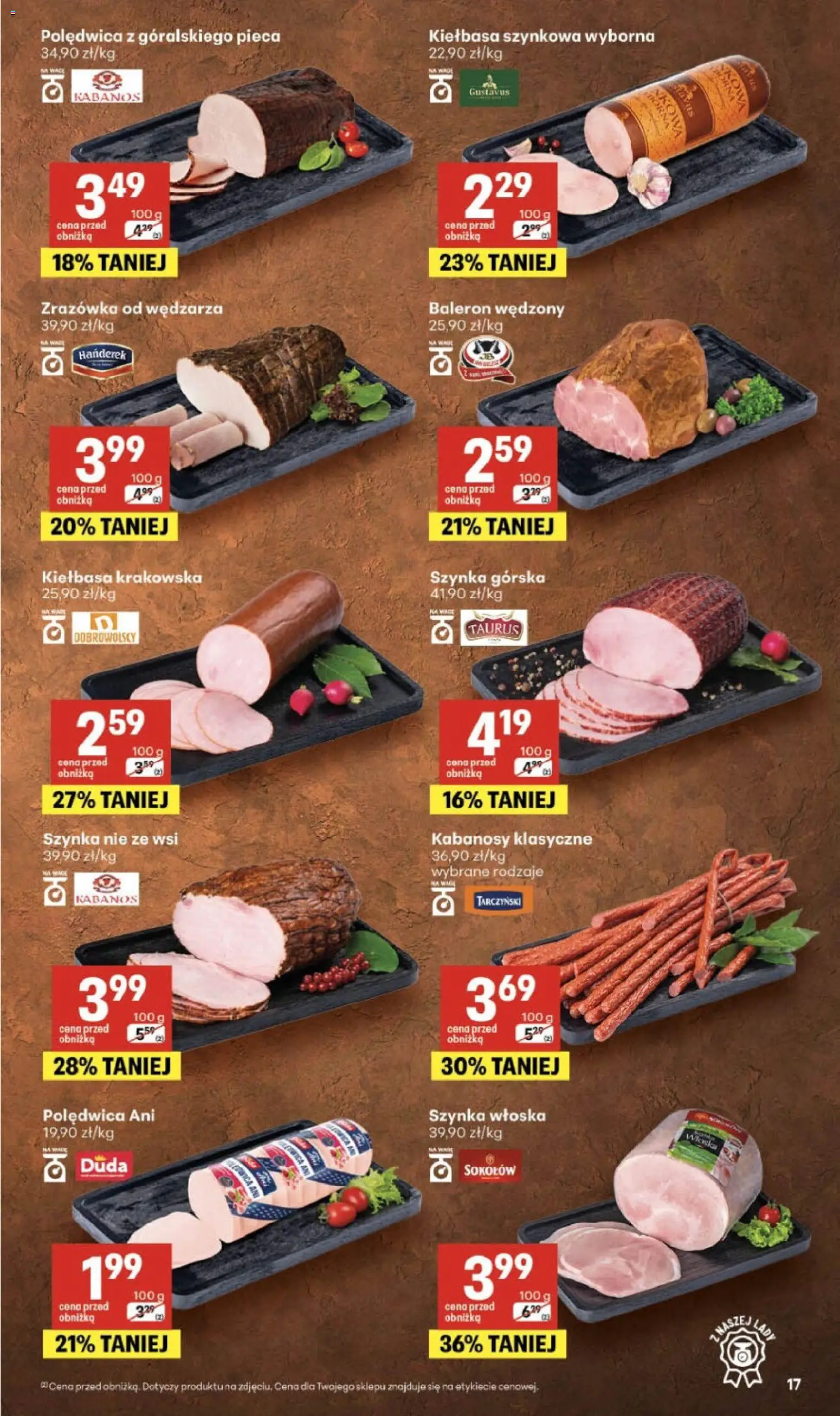 Delikatesy Centrum gazetka od 02.07.2026 | Strona: 17 | Produkty: Kiełbasa, Kabanosy, Szynka, Kiełbasa krakowska