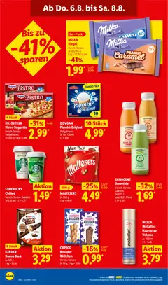 MILKA Riegel, Versch. Sorten. Je 185/155 g ab 03.08.2026 gültig | Seite: 62 | Produkte: Starbucks, Äpfel, Baguette, Milka