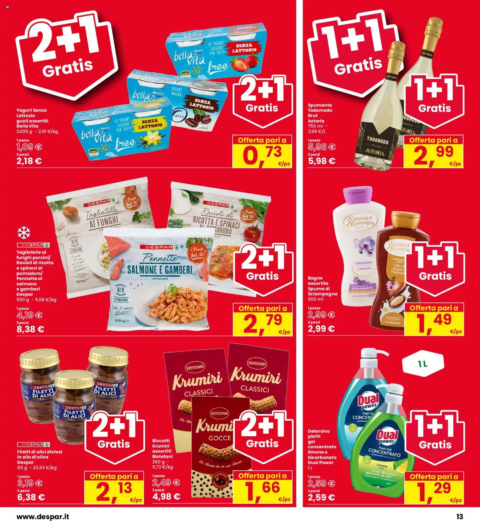 Volantino Interspar del 27/08/2026 | Pagina: 13 | Prodotti: Gamberi, Biscotti, Spumante, Senza lattosio