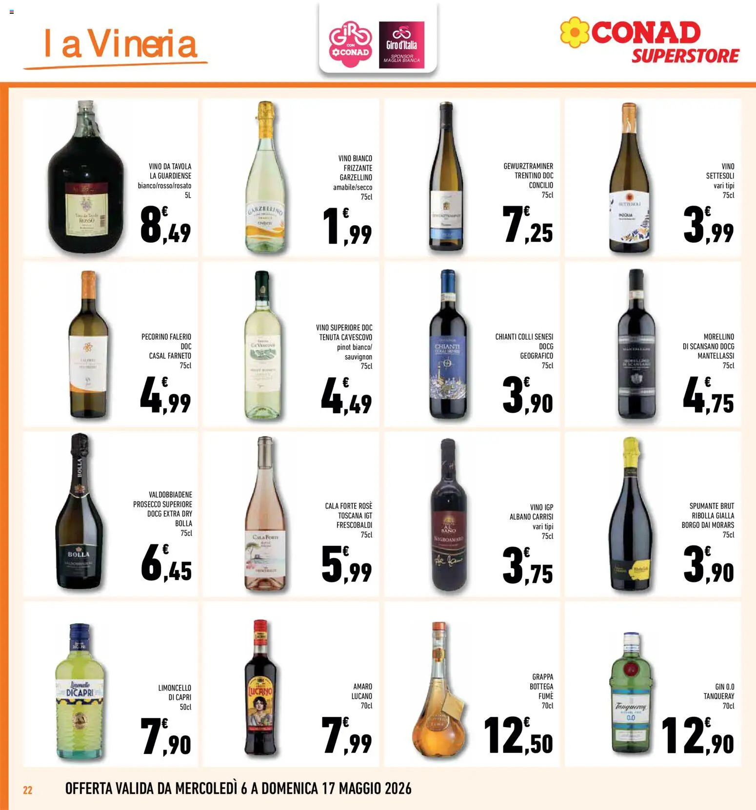 Volantino Conad del 06.05.2026 | Pagina: 22 | Prodotti: Prosecco, Vino, Limoncello, Amaro