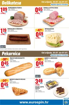 SIR MAASDAM, 1 kg = 6,90 € - Pregled kataloga iz trgovine Eurospin, vrijedi od 01.07.2026 | Stranica: 7 | Proizvodi: Sir, Šunka, Kobasica, Pecivo