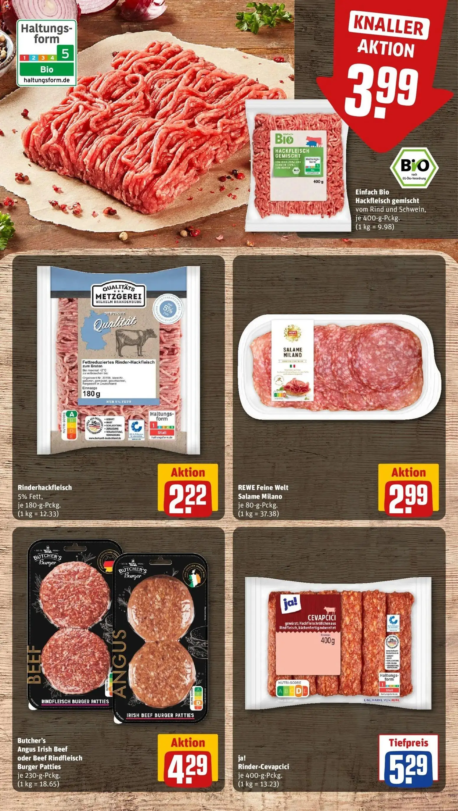 REWE Prospekt ab 21.09.2026 zum Blättern » Angebote | Seite: 14 | Produkte: Cevapcici, Burger, Rindfleisch, Hackfleisch