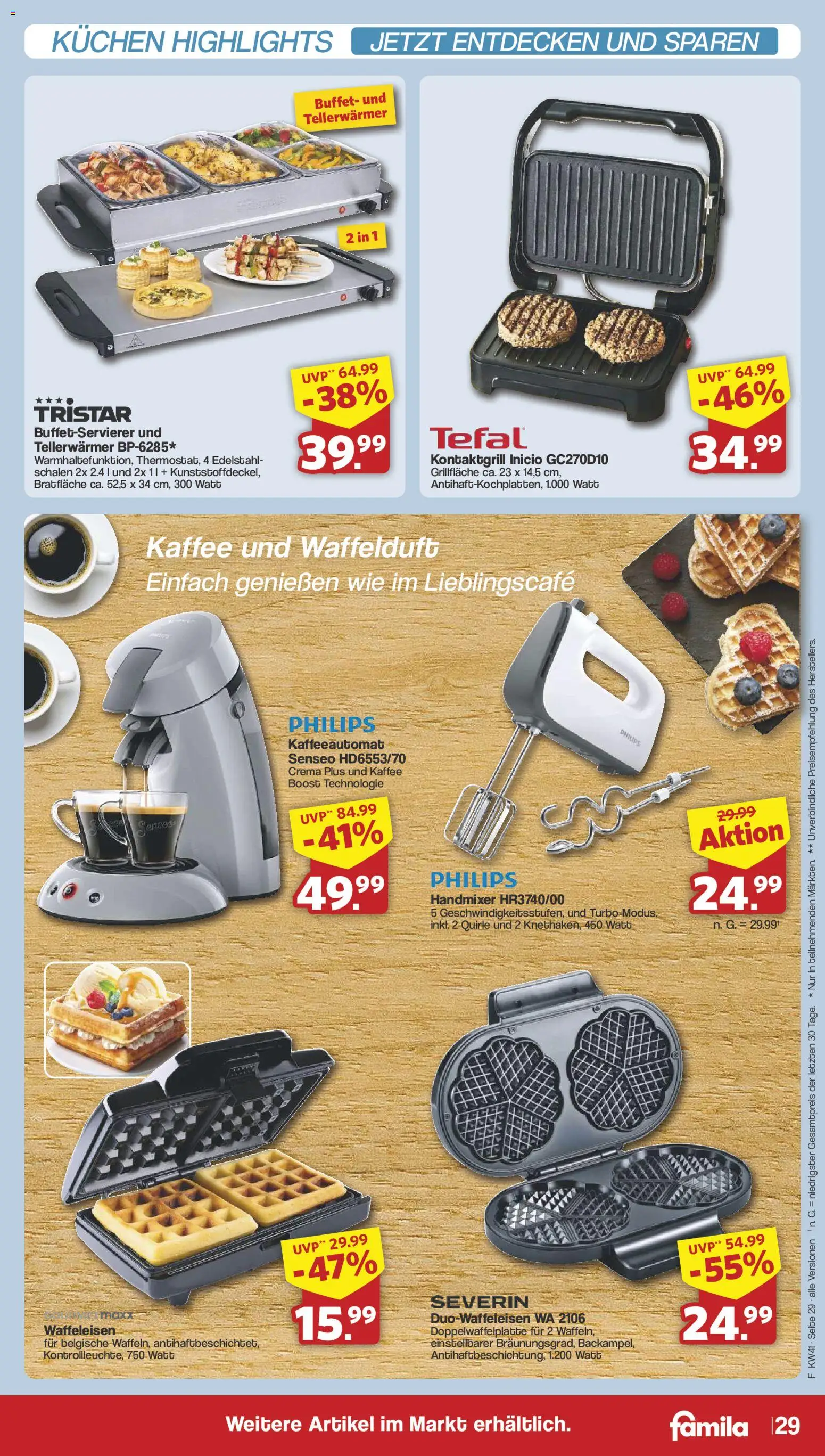 Famila Nordwest Prospekt – gültig ab 05.10.2026 | Seite: 31 | Produkte: Philips, Kaffee, Kuchen, Waffeleisen
