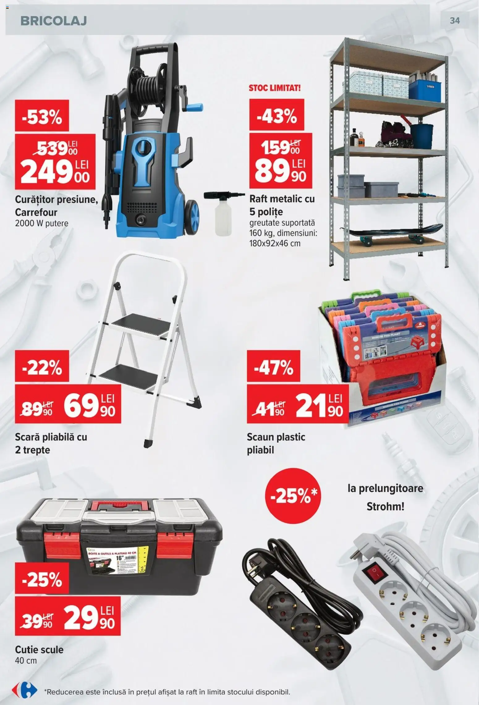 Noul catalog Carrefour – valabil de la 23.09.2026 | Pagină: 34 | Produse: Scară, Raft, Scaun, Cutie