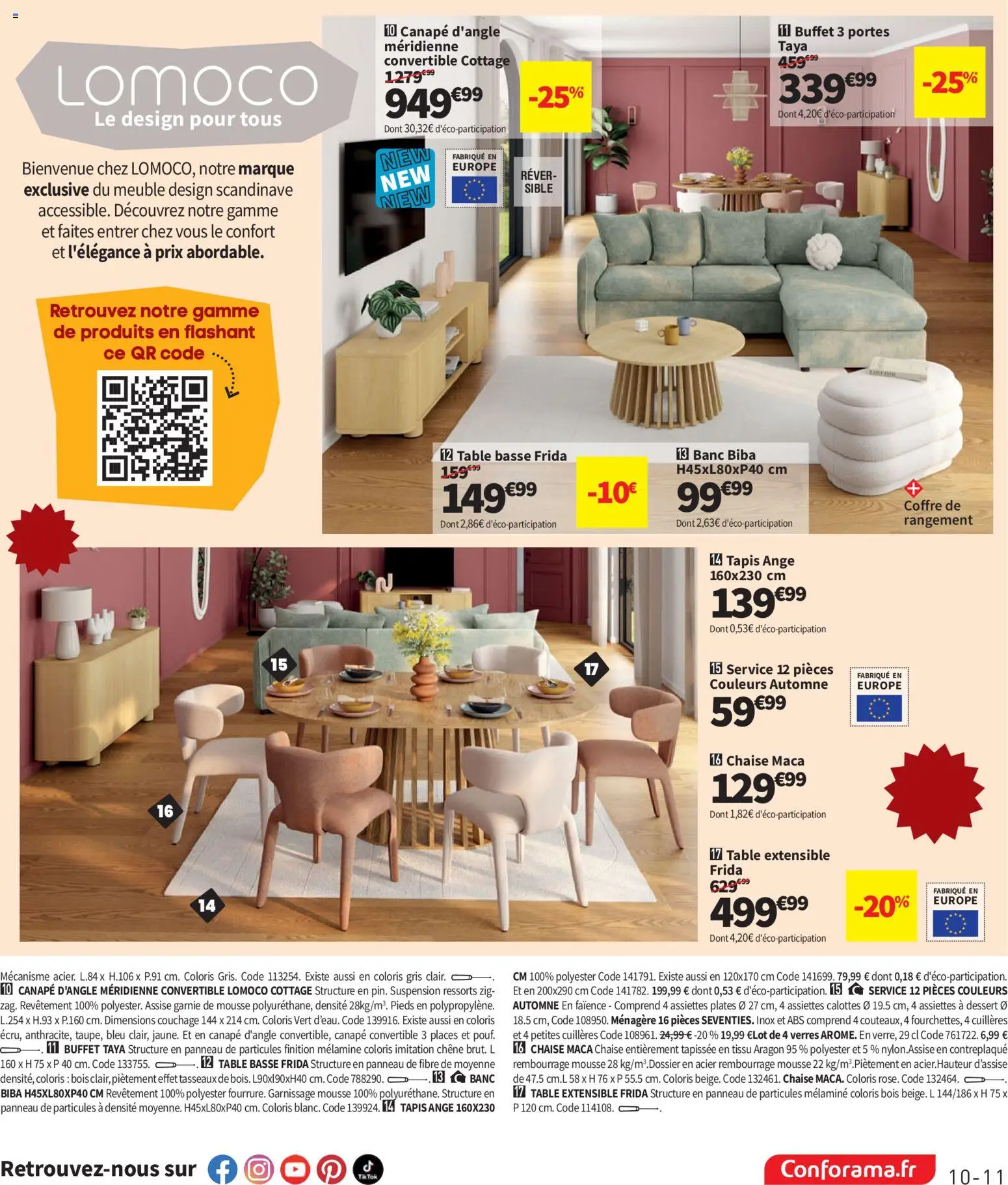 {H1} | Page: 11 | Produits: Table extensible, Canapé, Table, Chaise