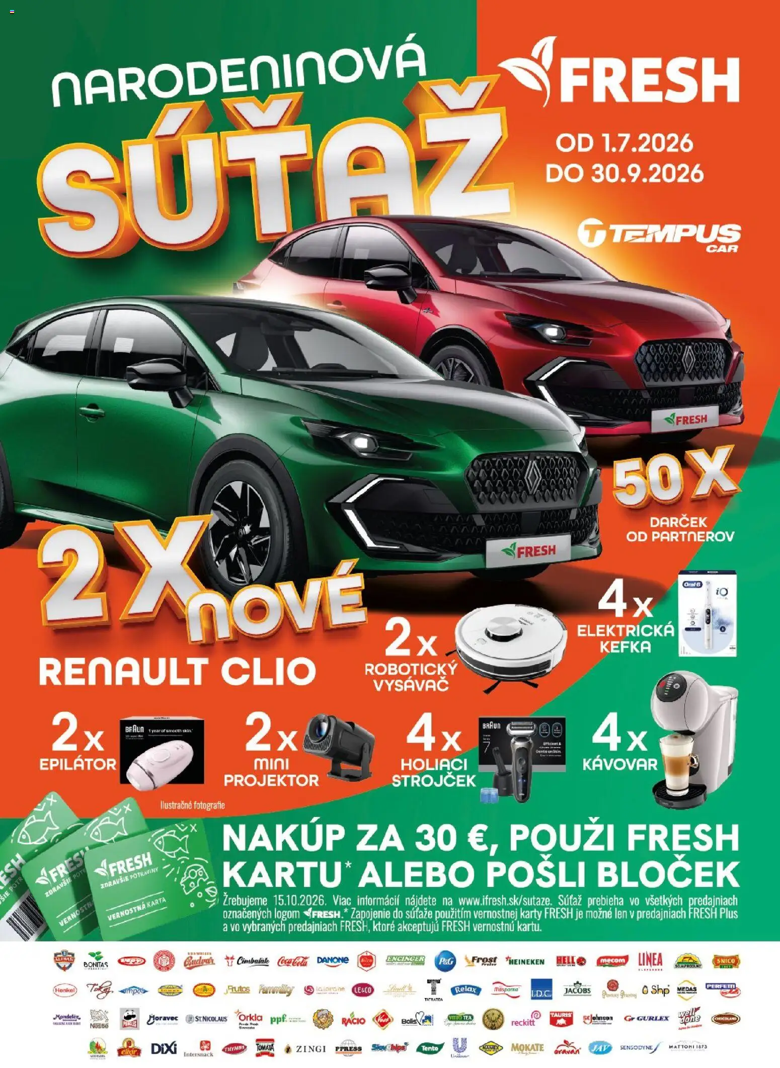 Nové Fresh akcie – leták je platný od 30.07.2026 | Strana: 15 | Produkty: Robotický vysávač, Strojček, Kávovar, Vysávač