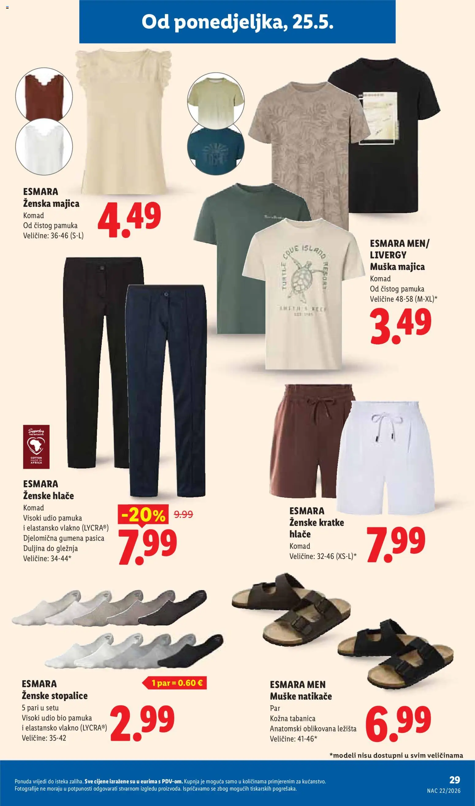 Lidl katalog | vrijedi od 25.05.2026 | Stranica: 29 | Proizvodi: Natikače, Majica, Hlače, Kratke hlače