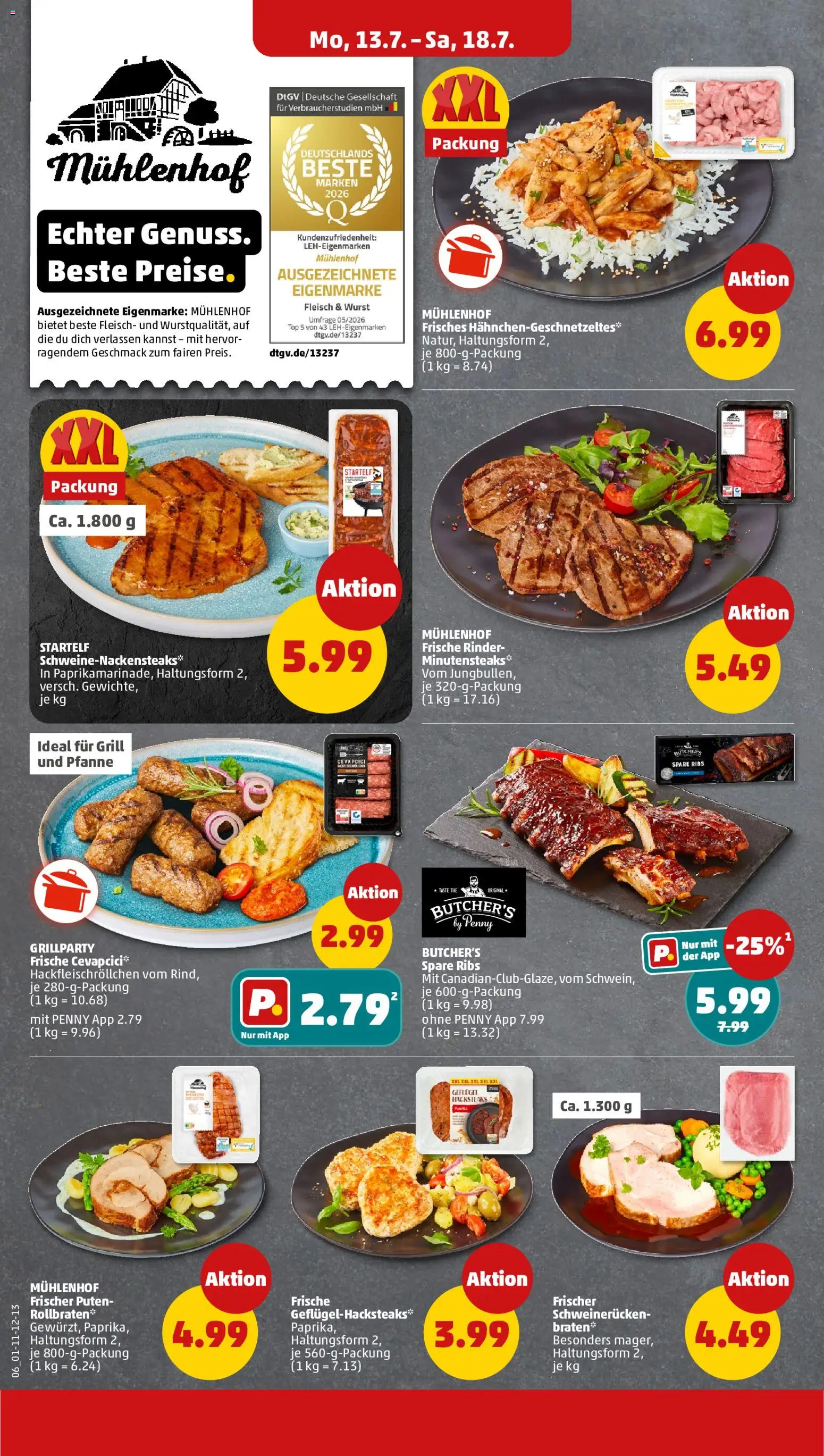 Penny Prospekt – gültig ab 13.07.2026 | Seite: 8 | Produkte: Spare ribs, Cevapcici, Paprika, Fleisch