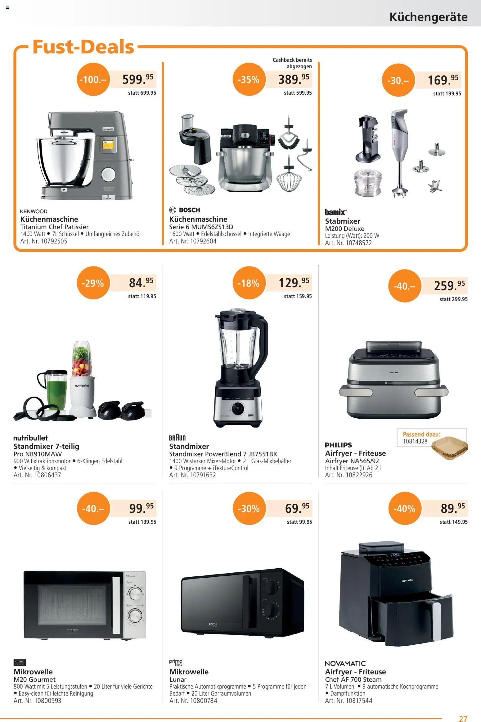 Fust aktionen – gültig ab 26.10.2026 | Seite: 27 | Produkte: Friteuse, Stabmixer, Mikrowelle, Philips