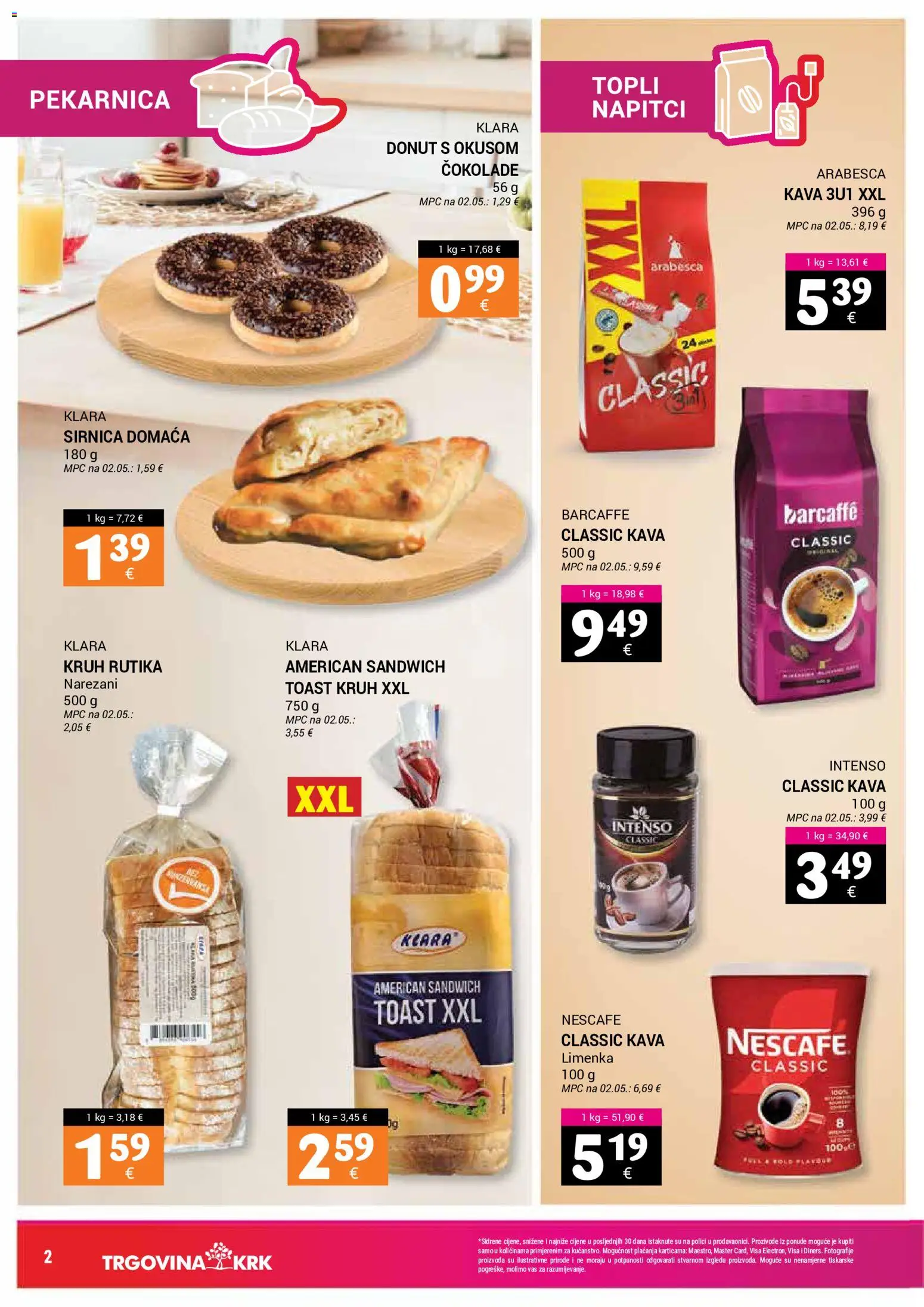 Trgovina Krk katalog | vrijedi od 01.08.2026 | Stranica: 2 | Proizvodi: Kava, Toast, Arabesca, Barcaffe