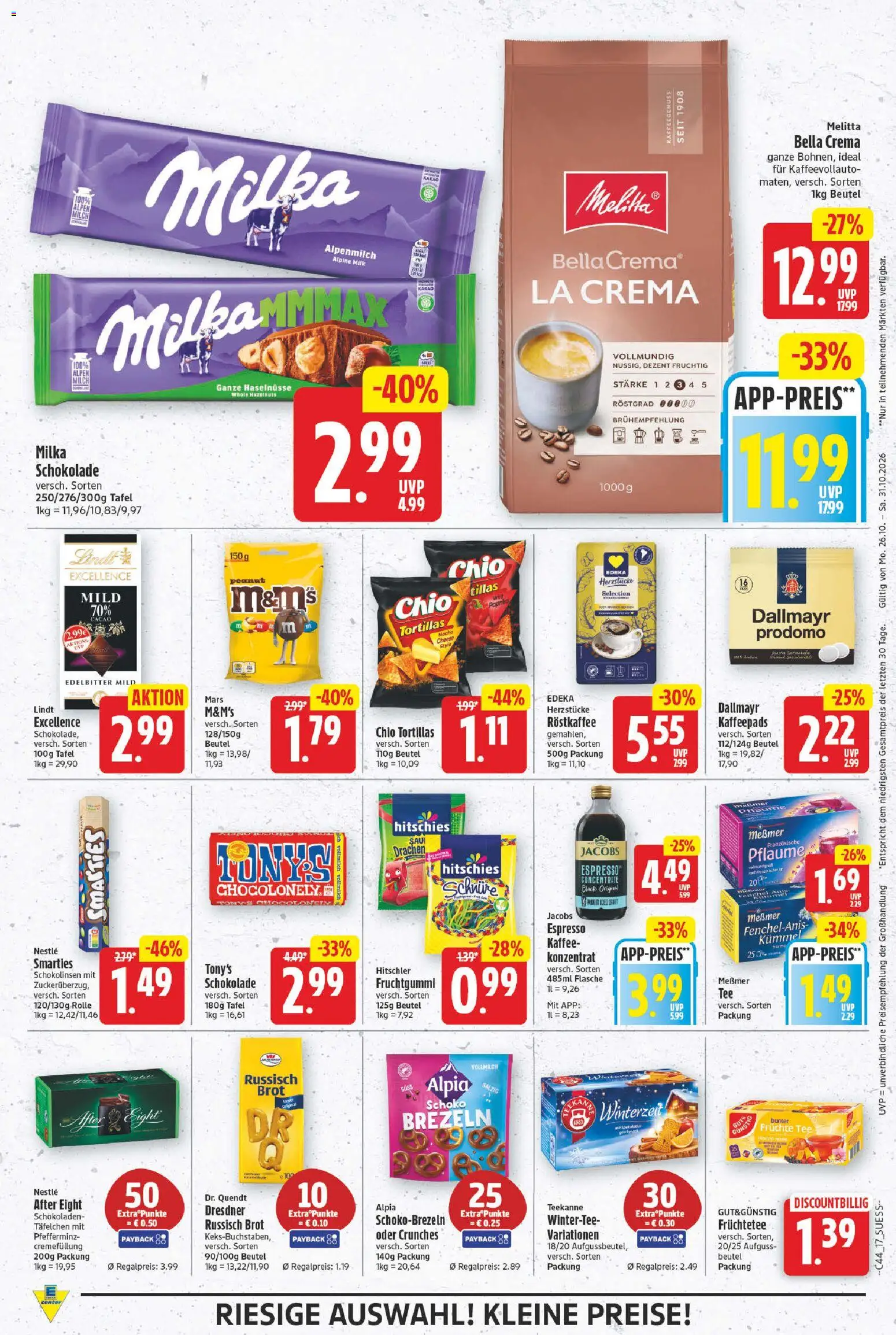 E center Prospekt – gültig ab 26.10.2026 | Seite: 17 | Produkte: Früchtetee, Mars, Dallmayr, Brot