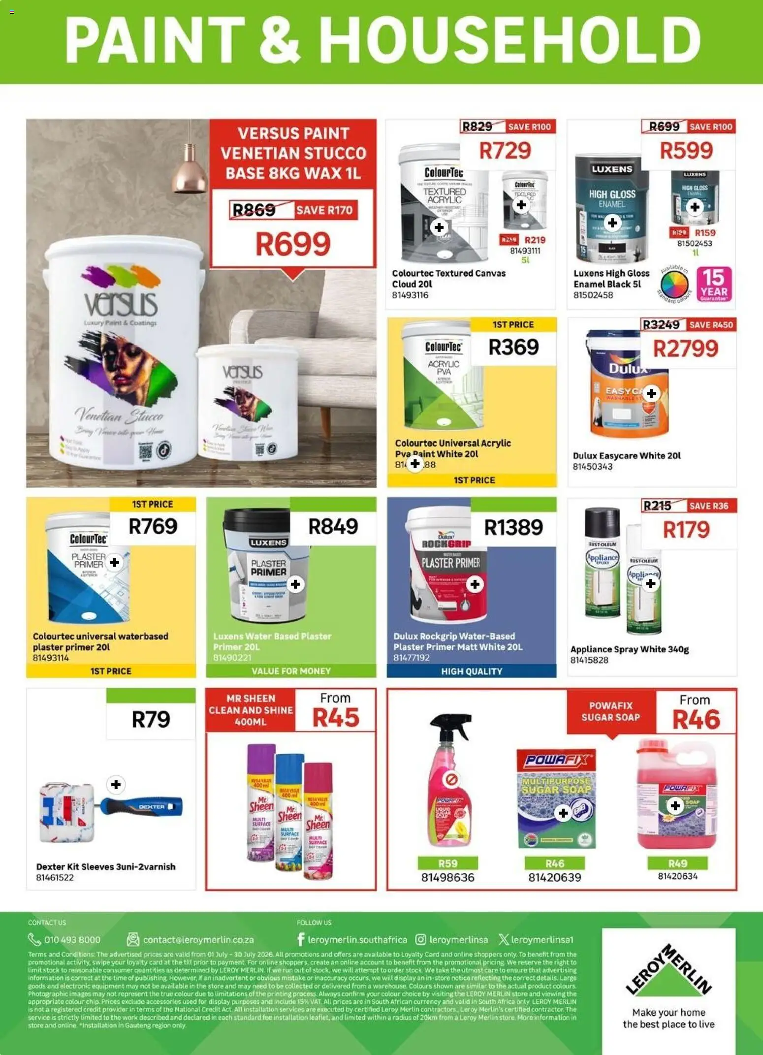 New Leroy Merlin catalogue – valid from 01/07/2026 | Page: 16 | Products: Paint, Plaster, Stock, Water