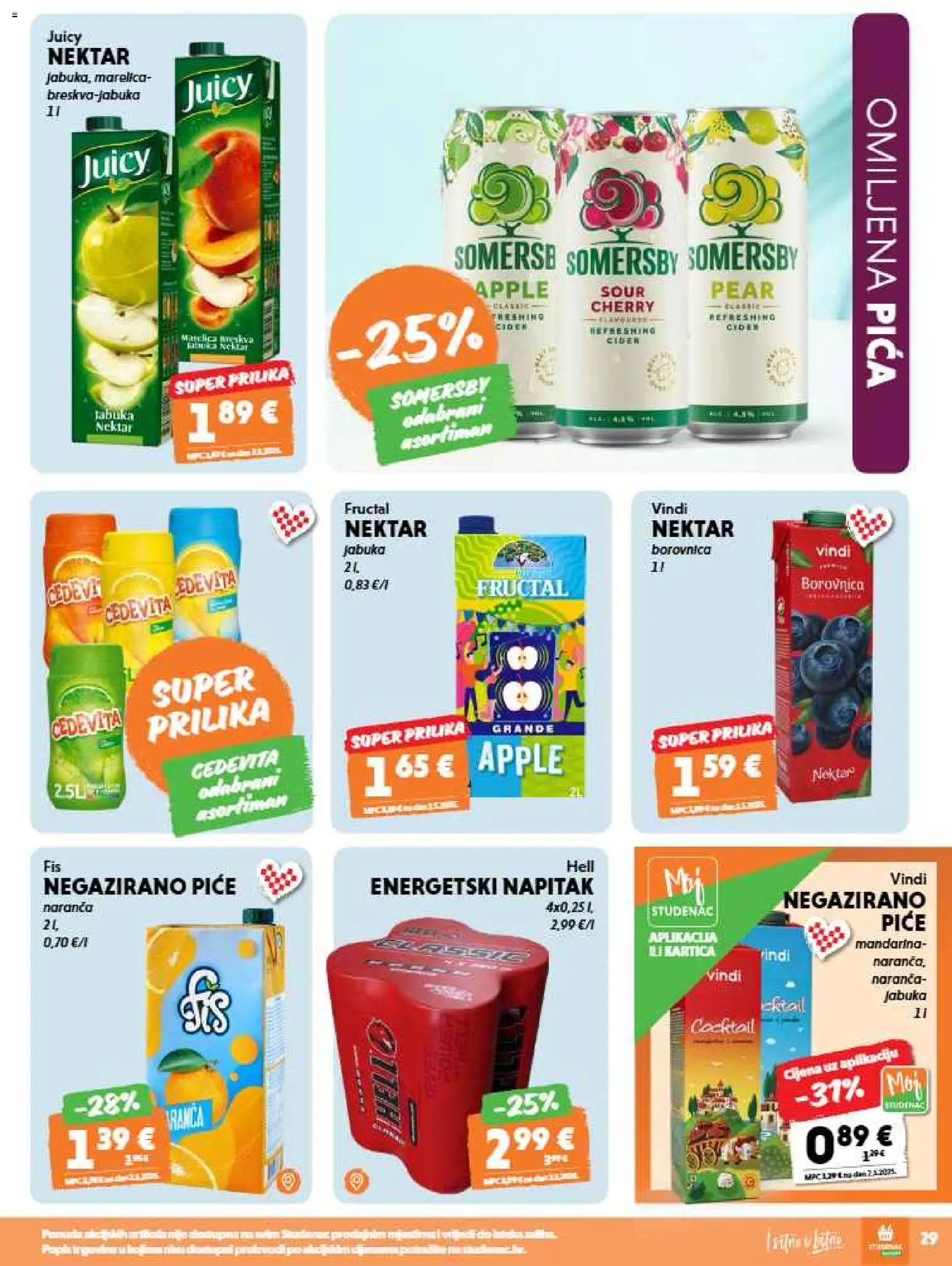 Studenac katalog | vrijedi od 12.08.2026 | Stranica: 29 | Proizvodi: Hell, Napitak, Cedevita, Jabuka