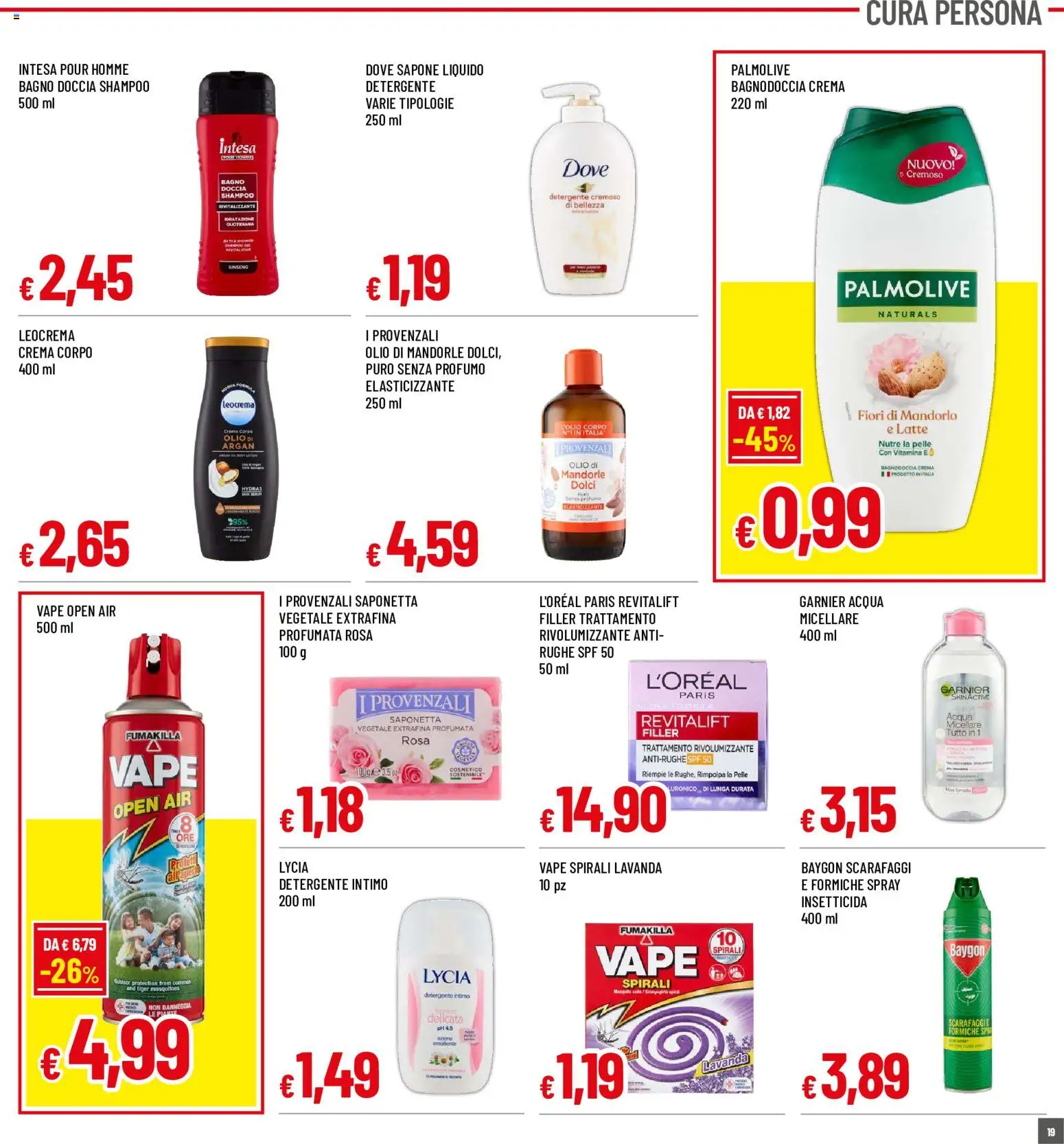 Volantino Famila del 20/08/2026 | Pagina: 19 | Prodotti: Crema, Detergente, Mandorle, Lavanda