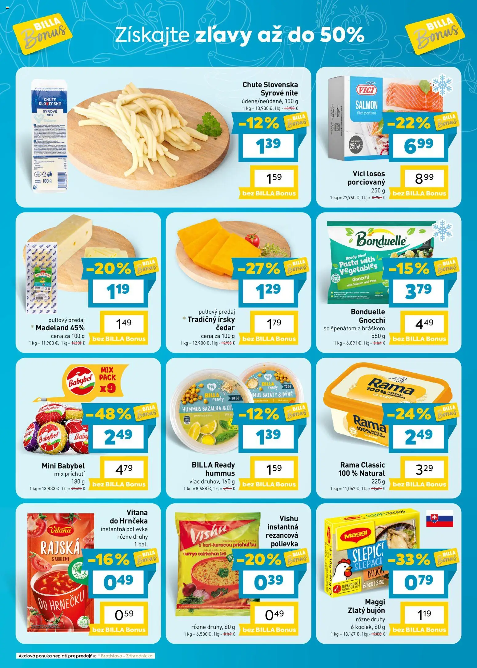 Nové Billa akcie – leták je platný od 23.09.2026 | Strana: 3 | Produkty: Hummus, Gnocchi, Mango, Batáty
