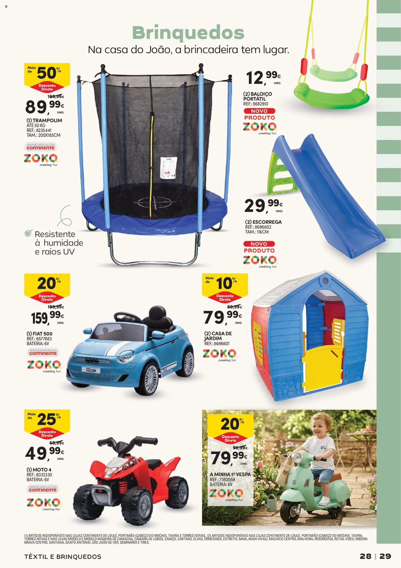 Continente Verão A casa de toda a gente │ válido de 19.05.2026 | Página: 29 | Produtos: Baloiço, Trampolim, Bateria