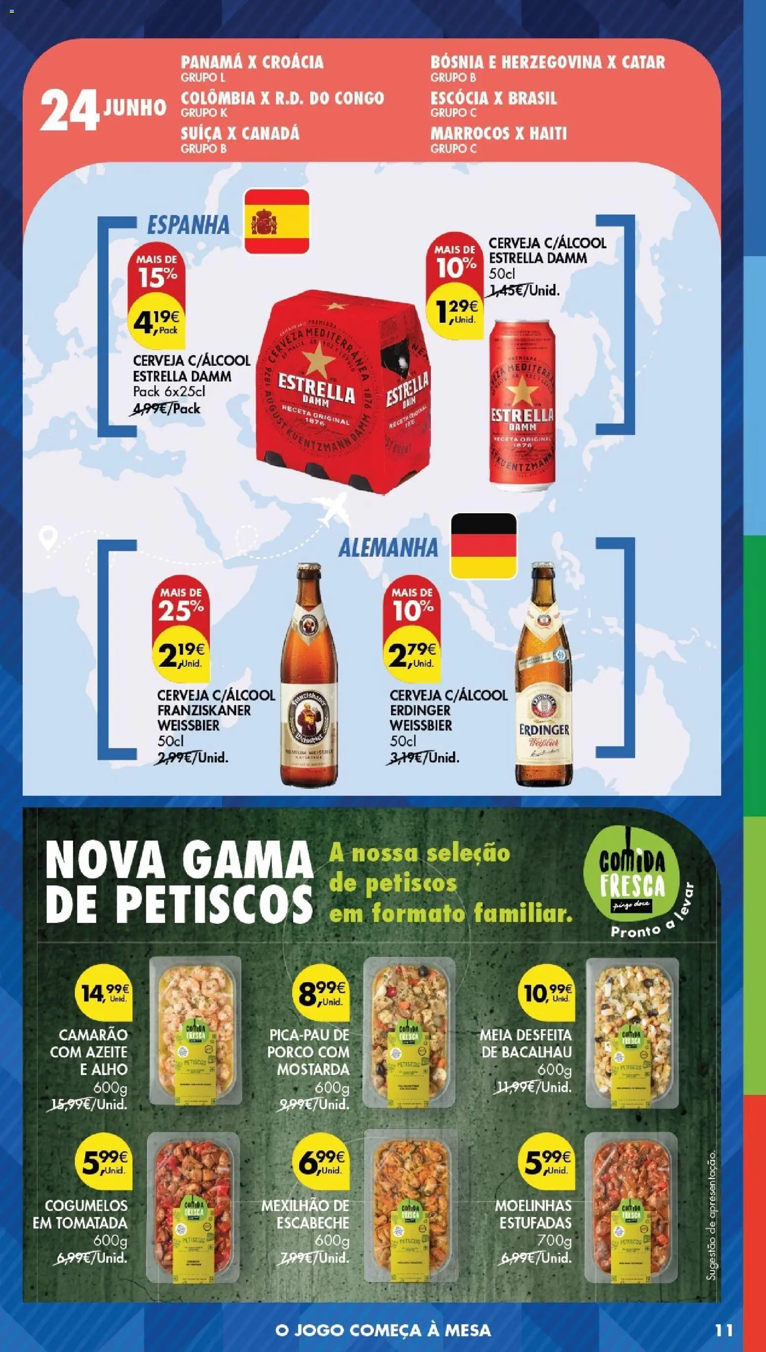 Pingo Doce Bebidas e Petiscos 2026 │ válido de 09.06.2026 | Página: 11 | Produtos: Bacalhau, Camarão, Mesa, Cerveja