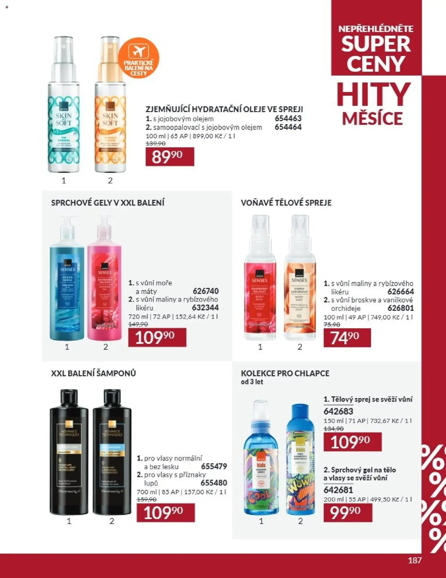 Avon Katalog 09/2026 od 01.09.2026 | Strana: 187 | Produkty: Sprchový gel, Oleje, Broskve, Maliny