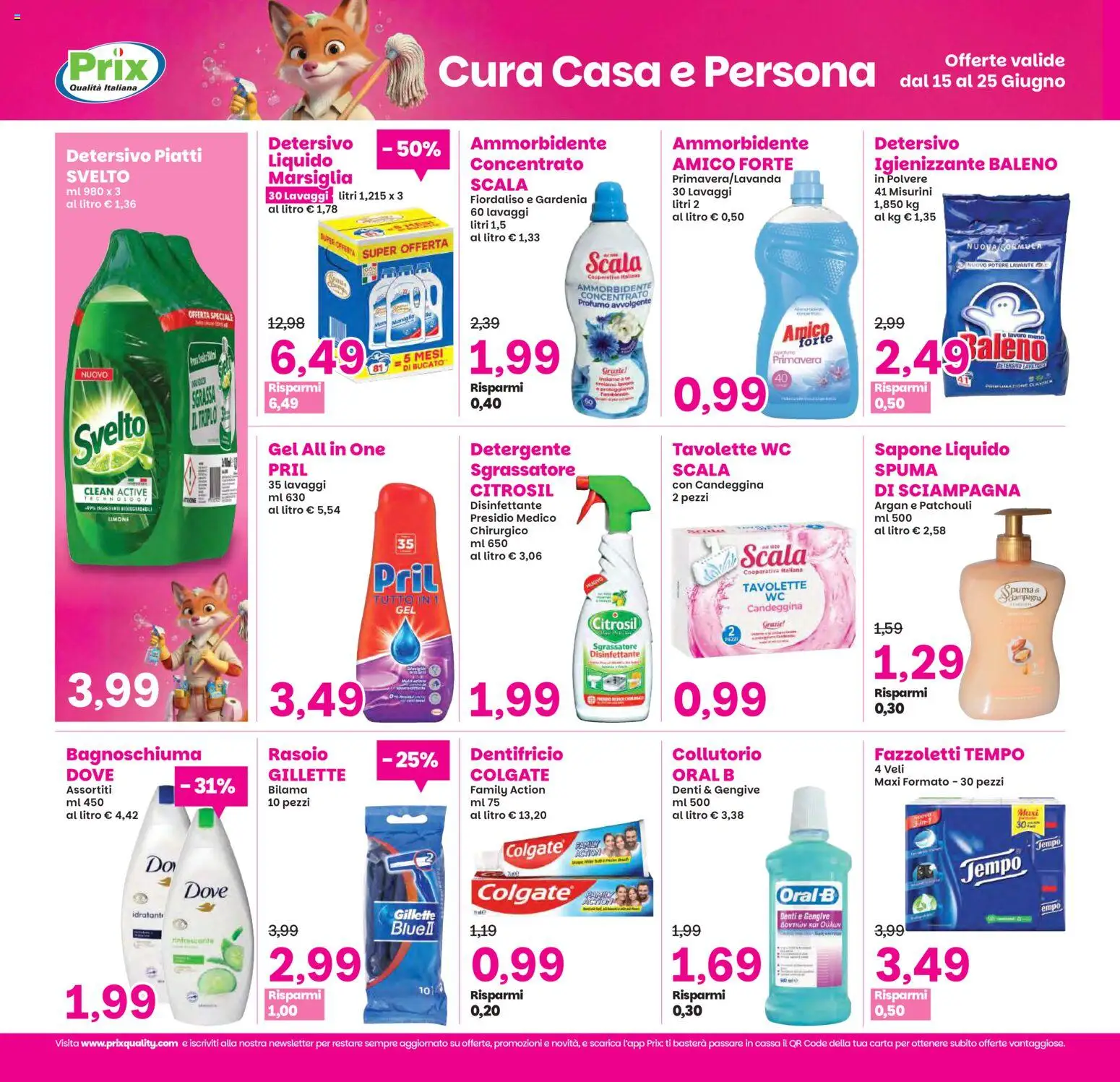 Volantino Prix del 15.06.2026 | Pagina: 20 | Prodotti: Rasoio, Detergente, Sgrassatore, Limone