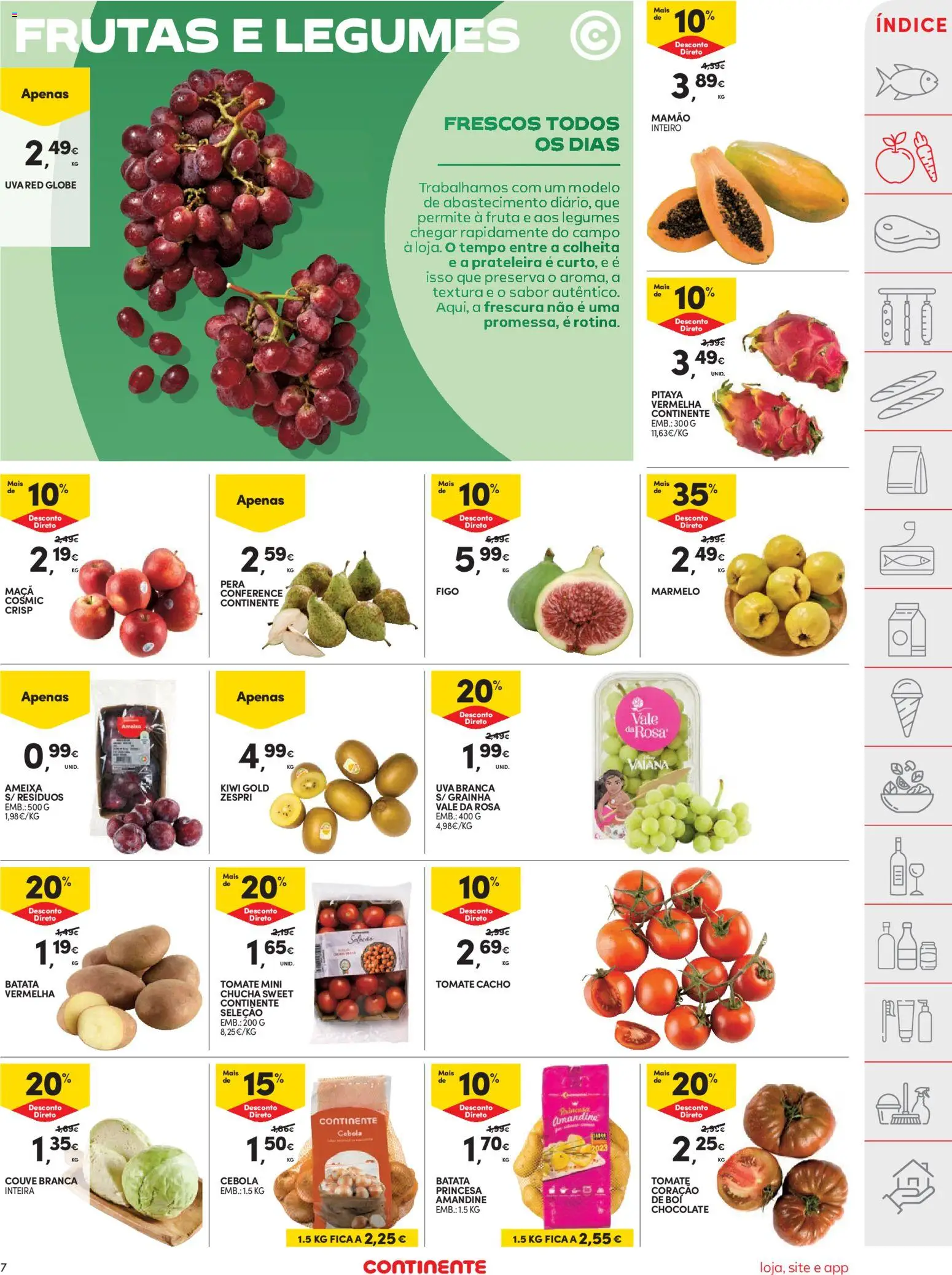 Continente folheto │ válido de 29/09/2026 | Página: 7 | Produtos: Couve branca, Legumes, Prateleira, Chocolate