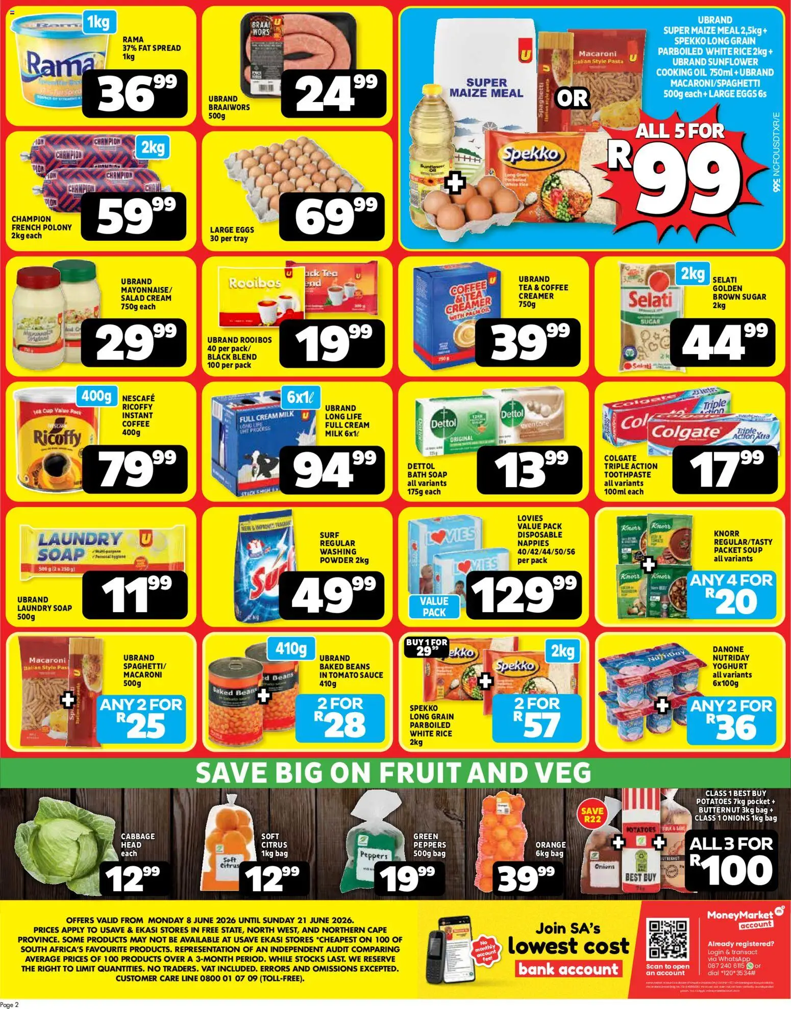 New Usave catalogue – valid from 08.06.2026 | Page: 2 | Products: Powder, Cream, Potatoes, Fruit