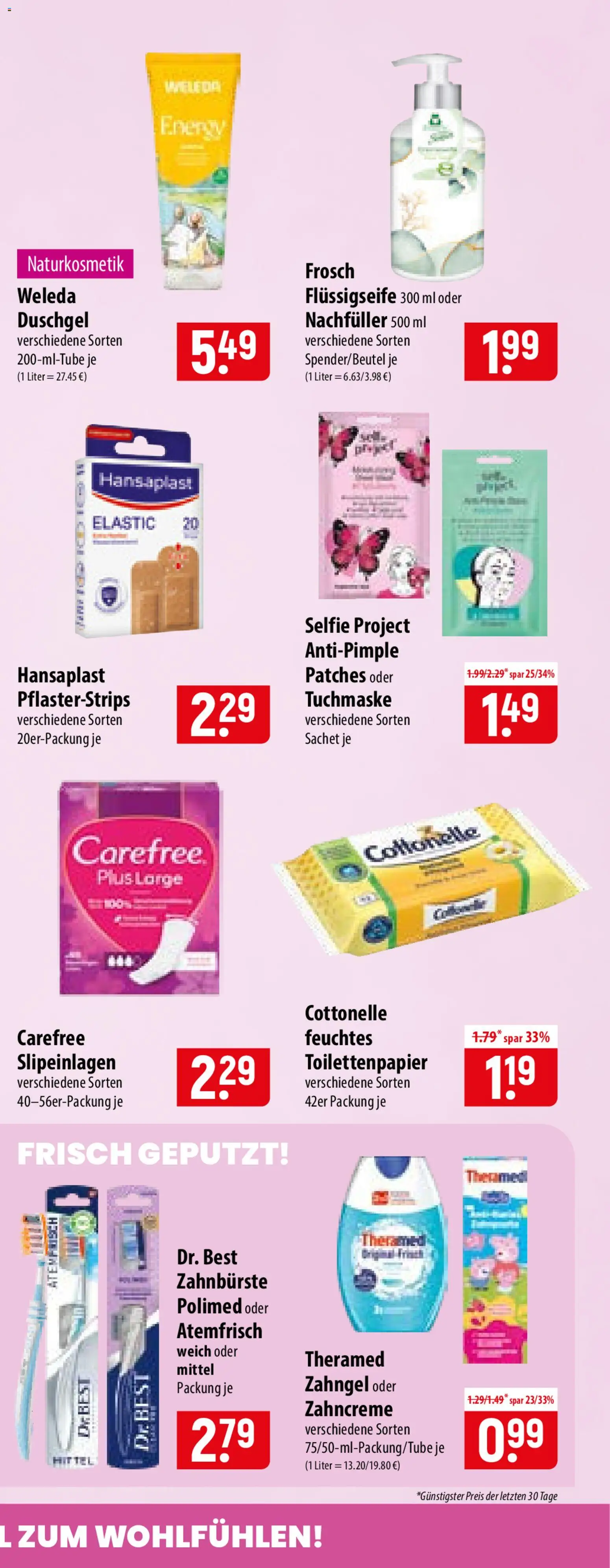 Famila Prospekt – gültig ab 13.07.2026 | Seite: 31 | Produkte: Duschgel, Zahnbürste, Tuchmaske, Toilettenpapier