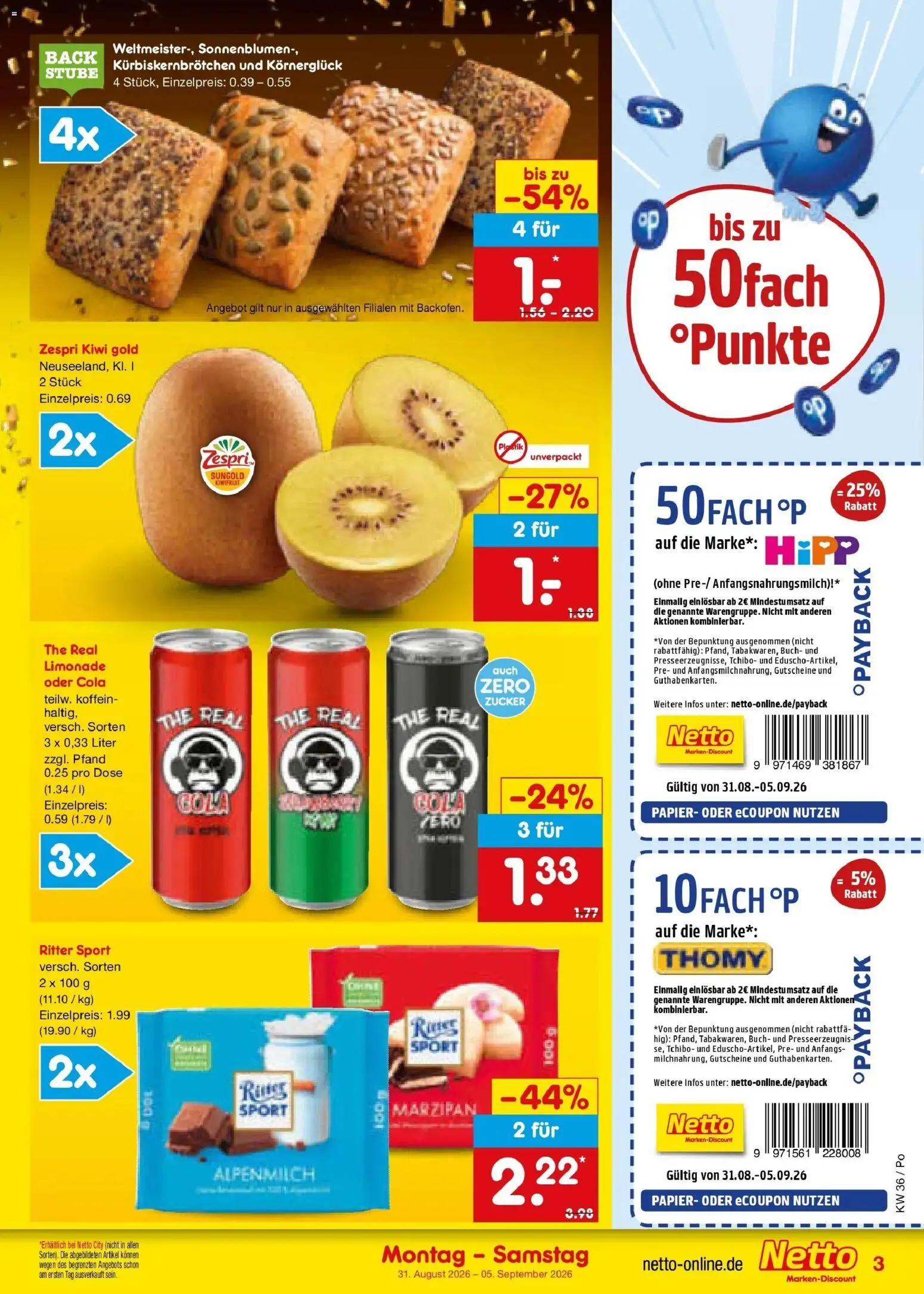 Netto Marken-Discount Prospekt Selb (ab 31.08.2026) » Angebote | Seite: 5 | Produkte: Cola, Limonade, Zucker, Kiwi