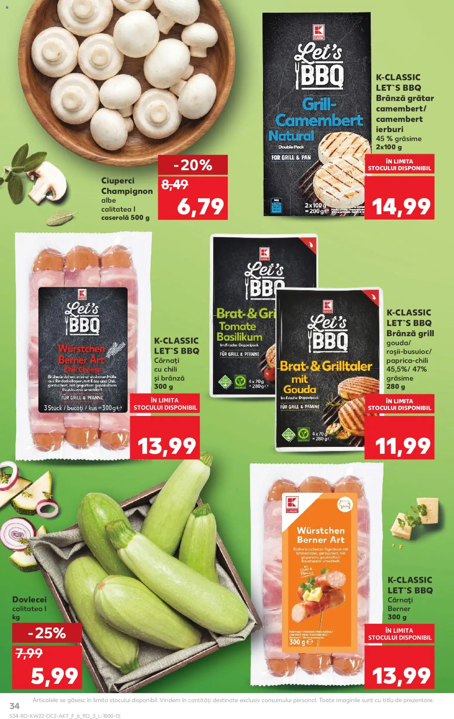 Kaufland RO akciós ujság - amely érvényes a következő dátumtól: 27.05.2026 | Oldal: 34 | Termékek: Chili, Grill, Gouda, Camembert