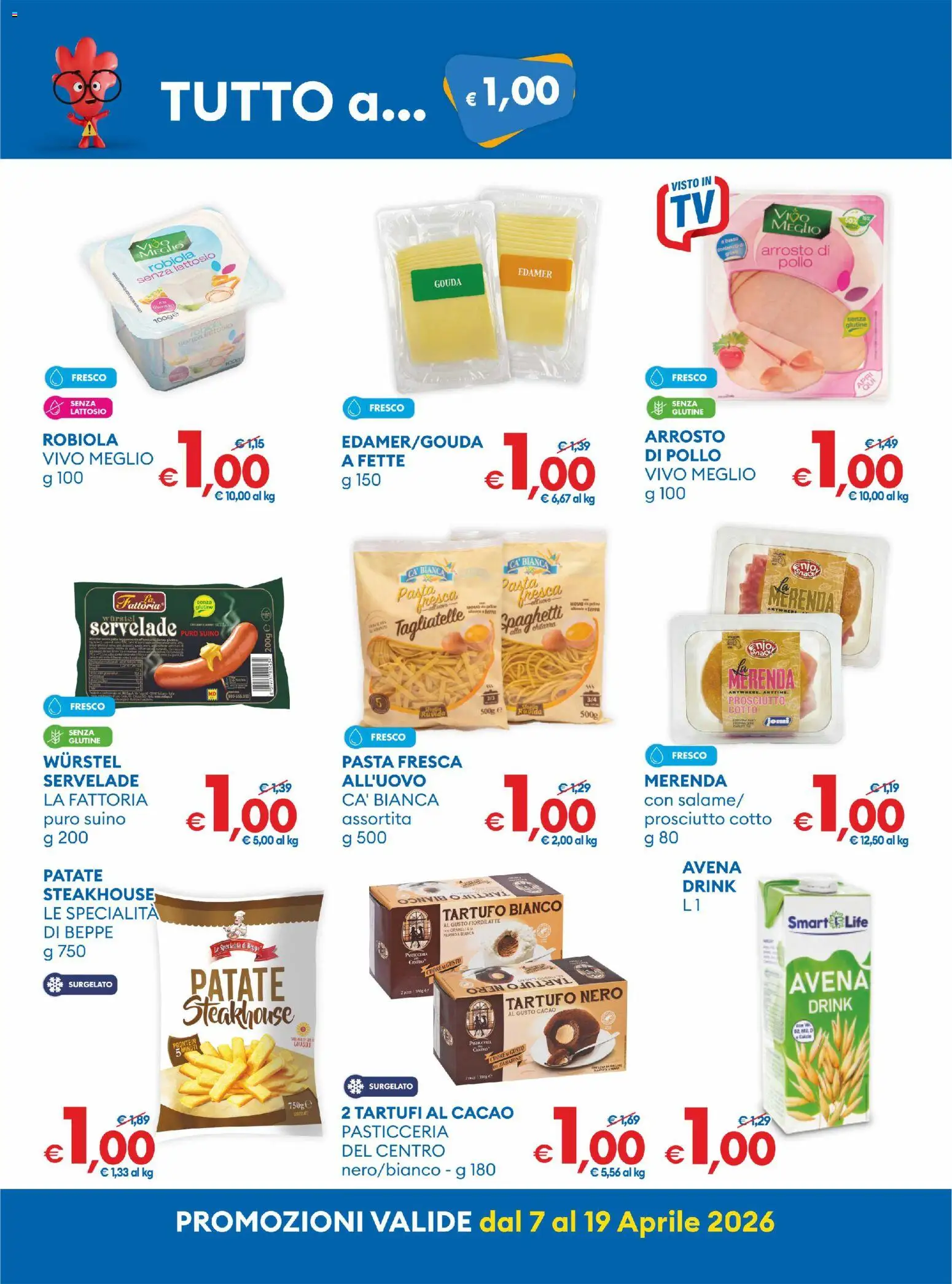 Volantino MD Discount del 07.04.2026 | Pagina: 3 | Prodotti: Suino, Wurstel, Cacao, Terra