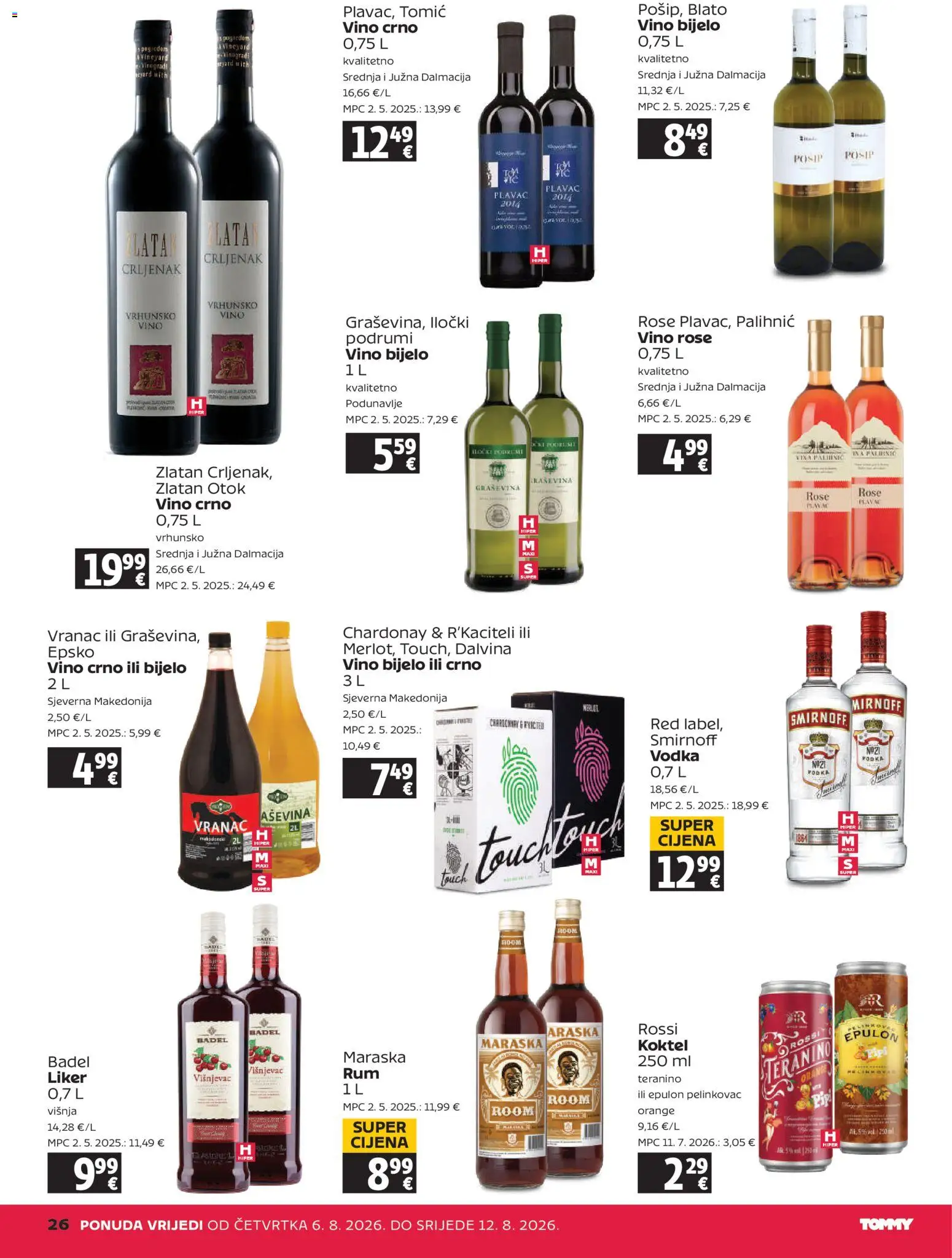 Tommy katalog | vrijedi od 06.08.2026 | Stranica: 26 | Proizvodi: Vino, Crno vino, Liker, Teranino