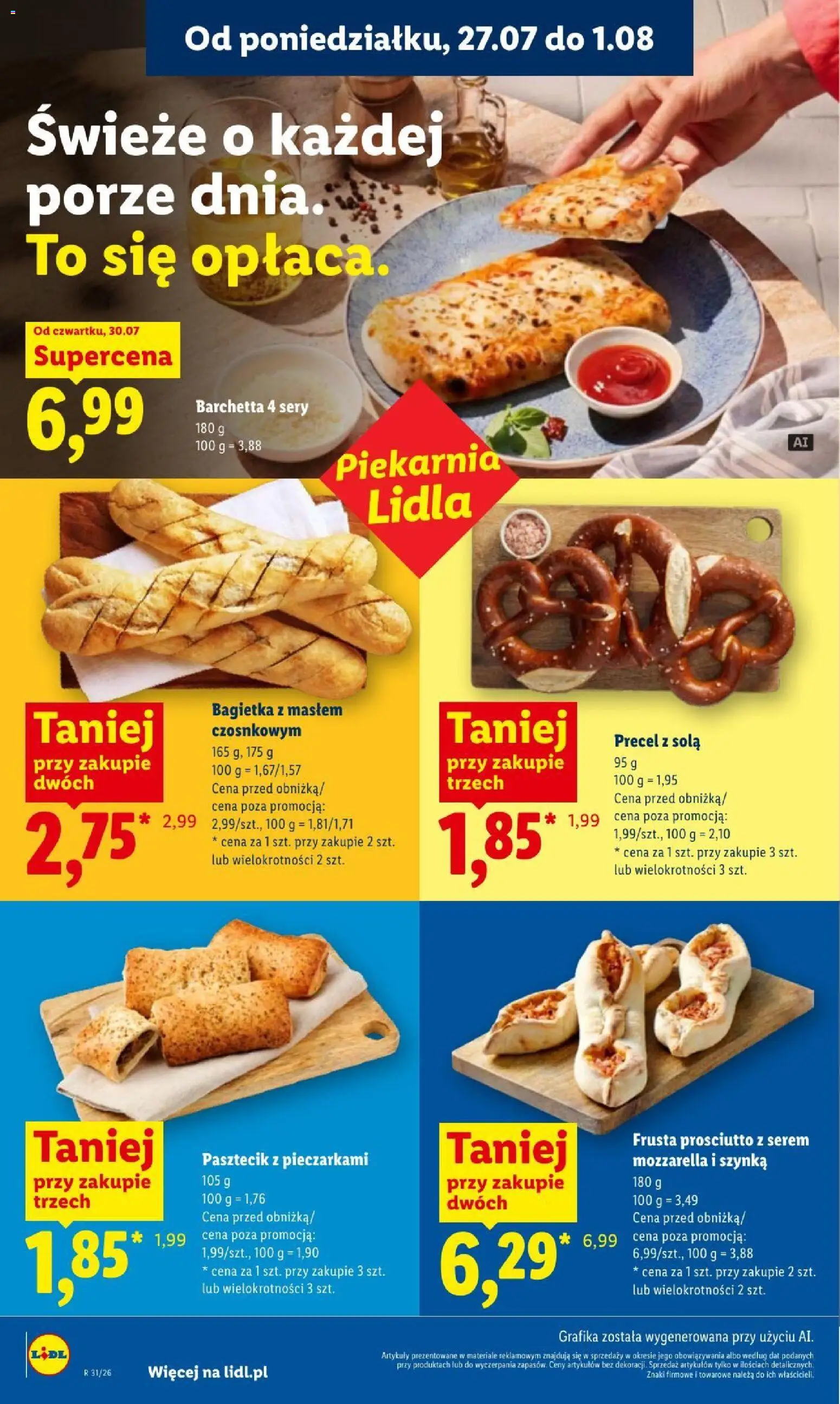 Lidl gazetka od 30.07.2026 | Strona: 58 | Produkty: Piekarnia, Bagietka, Prosciutto, Mozzarella