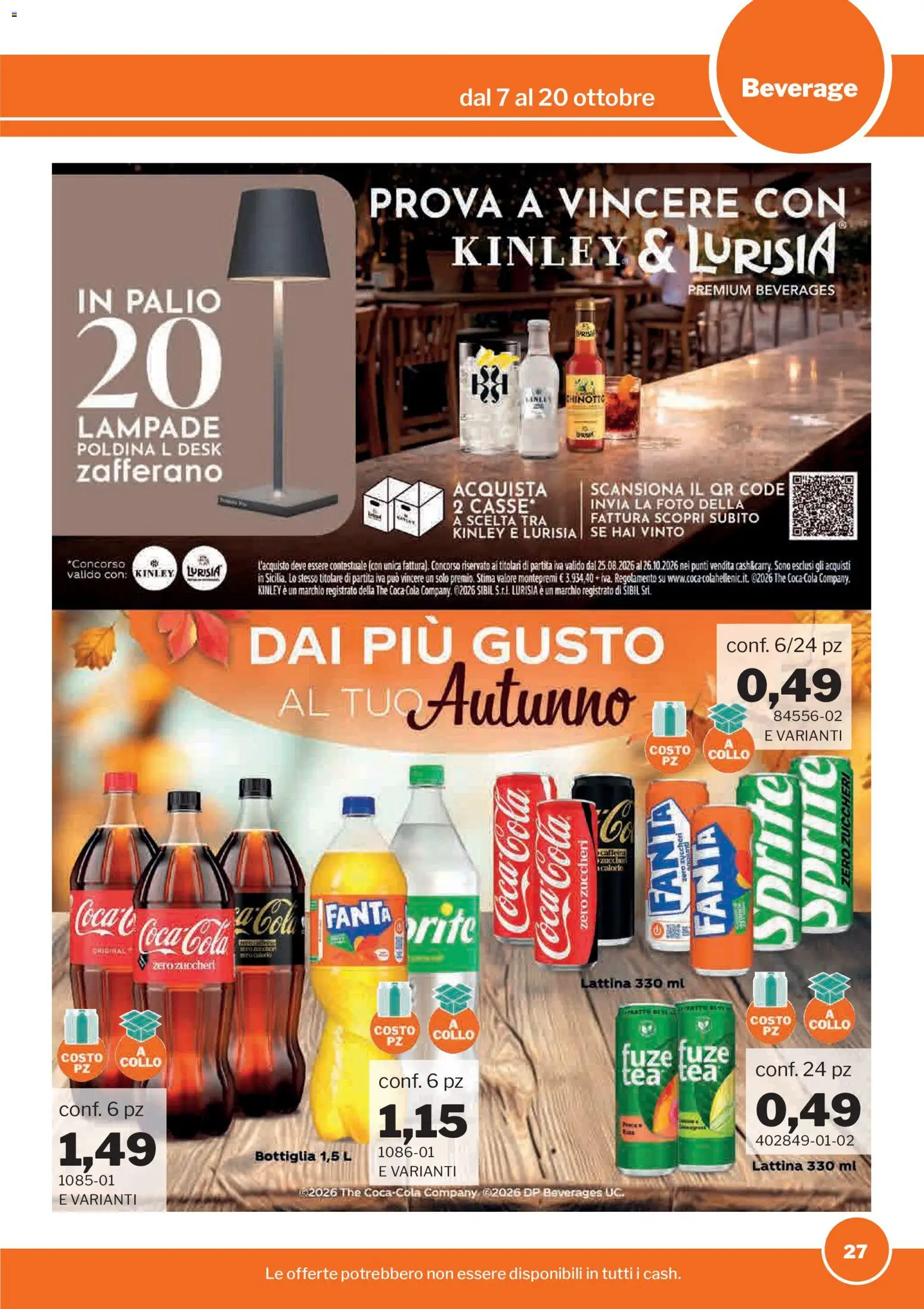 Volantino Sogegross del 07/10/2026 | Pagina: 27 | Prodotti: Chinotto, Fanta, Sprite, Coca Cola