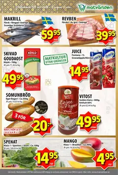 Matvärlden erbjudanden - Förhandsvisning av reklamblad från butik Matvärlden aktuell från 05/10/2026 | Sida: 3 | Produkter: Bageri, Makrill, Spenat, Goudaost