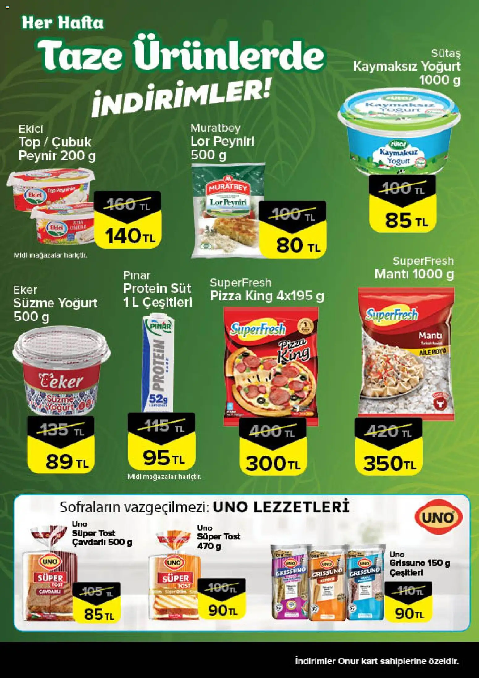 Onur Market - Bursa - 24 Eylül 2026 tarihinden itibaren geçerlidir | Sayfa: 3 | Ürünler: Peynir, Yoğurt, Pizza, Ekici