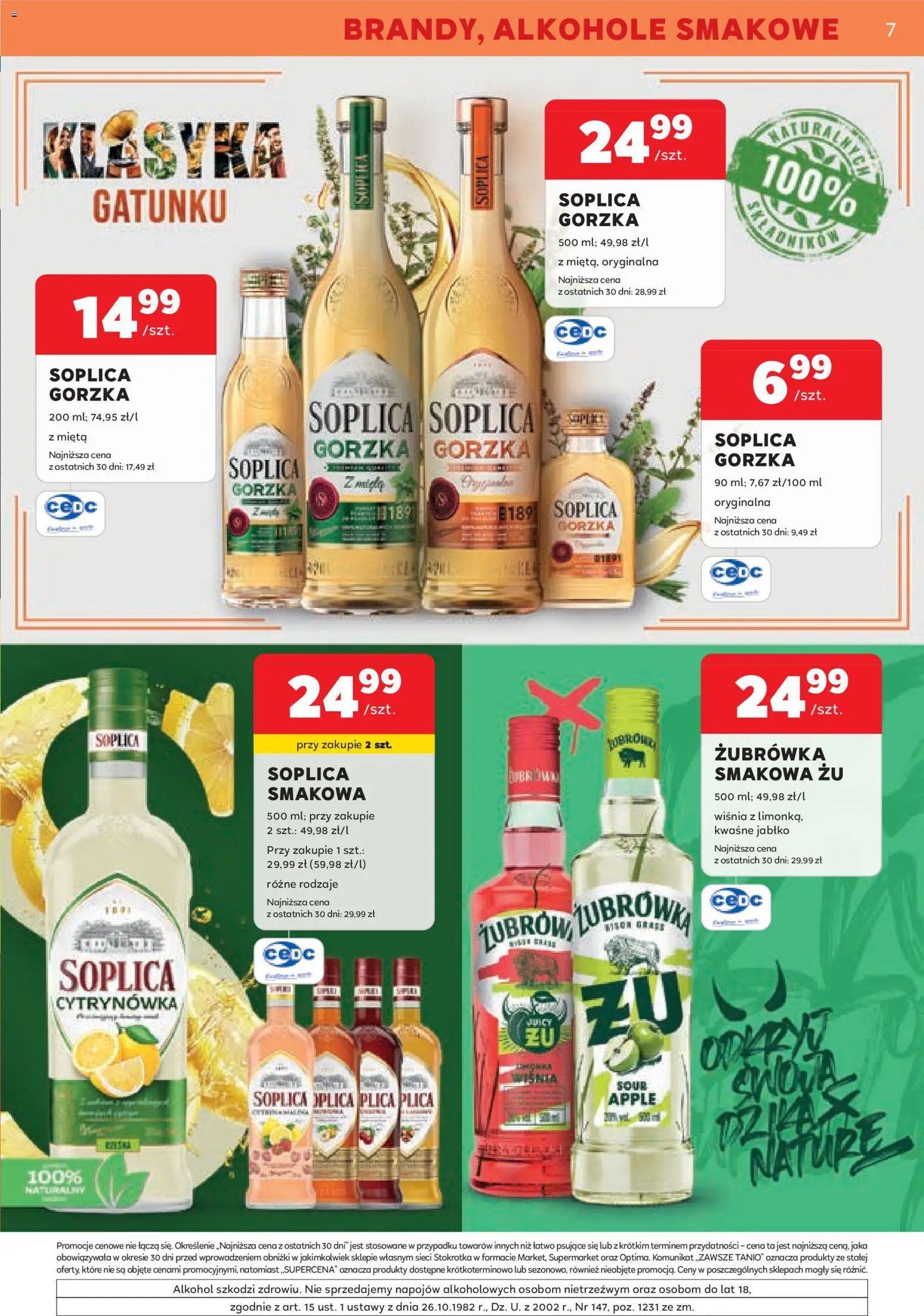 Stokrotka gazetka - Oferta alkoholowa od 03.09.2026 | Strona: 7 | Produkty: Alkohole, Stokrotka, Żubrówka, Alkohol