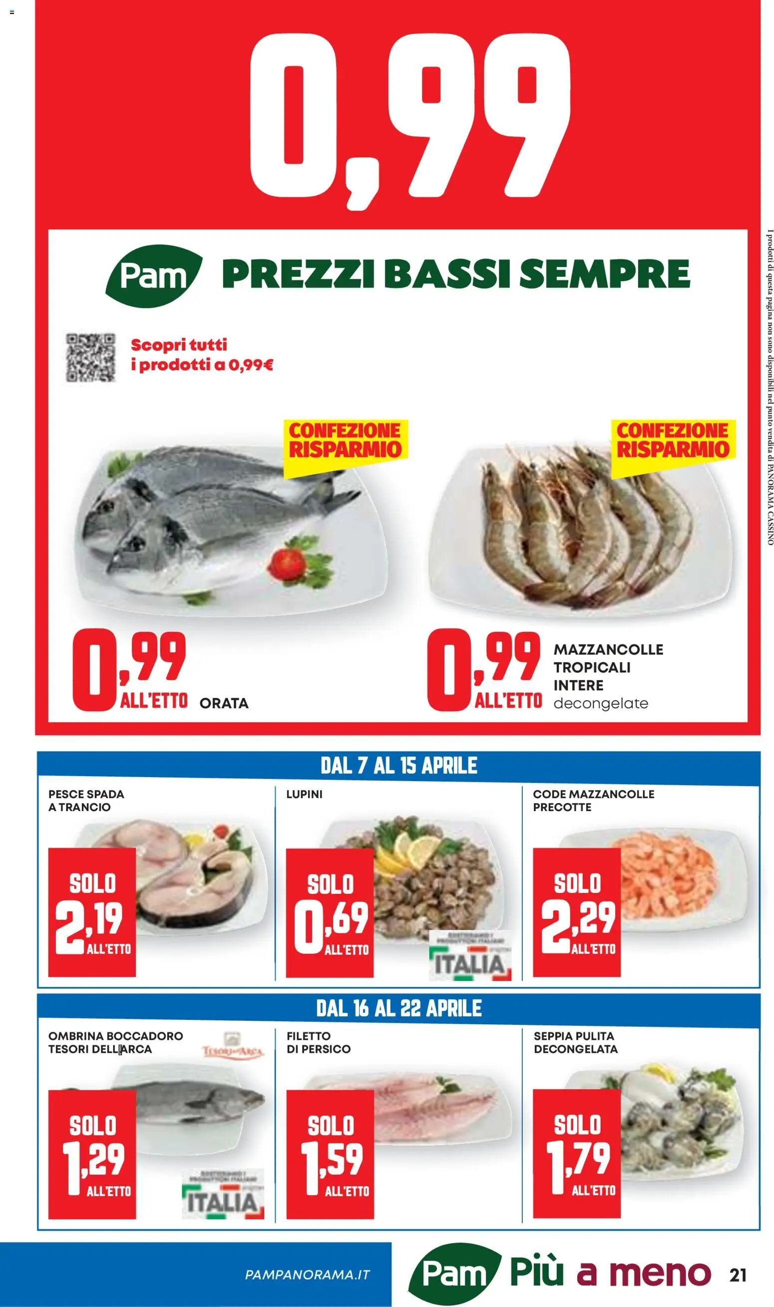 Volantino Panorama del 07.04.2026 | Pagina: 21 | Prodotti: Pesce, Mazzancolle, Orata, Pesce spada