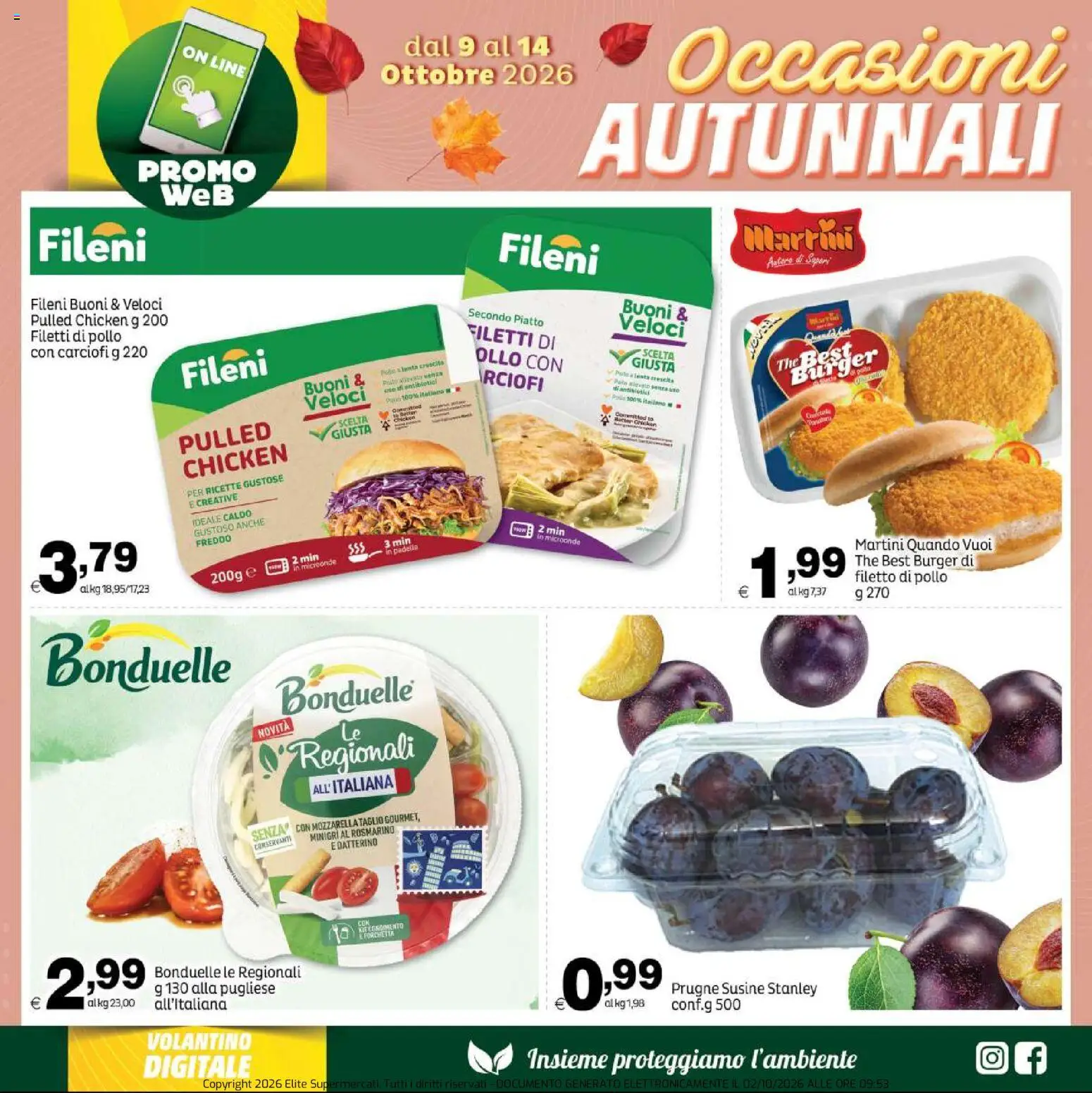 Volantino Elite Supermercati del 09/10/2026 | Pagina: 7 | Prodotti: Pollo, Filetto, Mozzarella, The