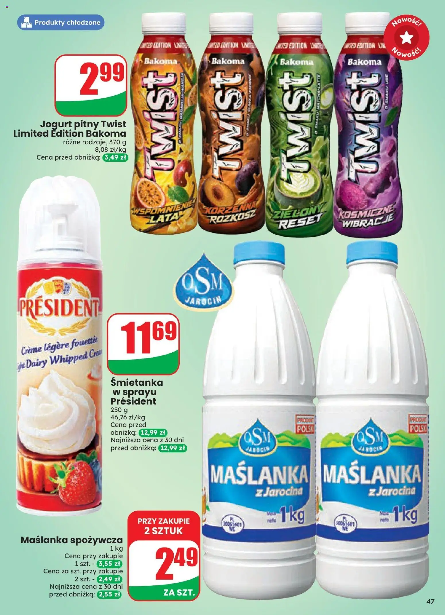 Dino gazetka od 21.10.2026 | Strona: 47 | Produkty: Maślanka, Jogurt pitny, Jogurt