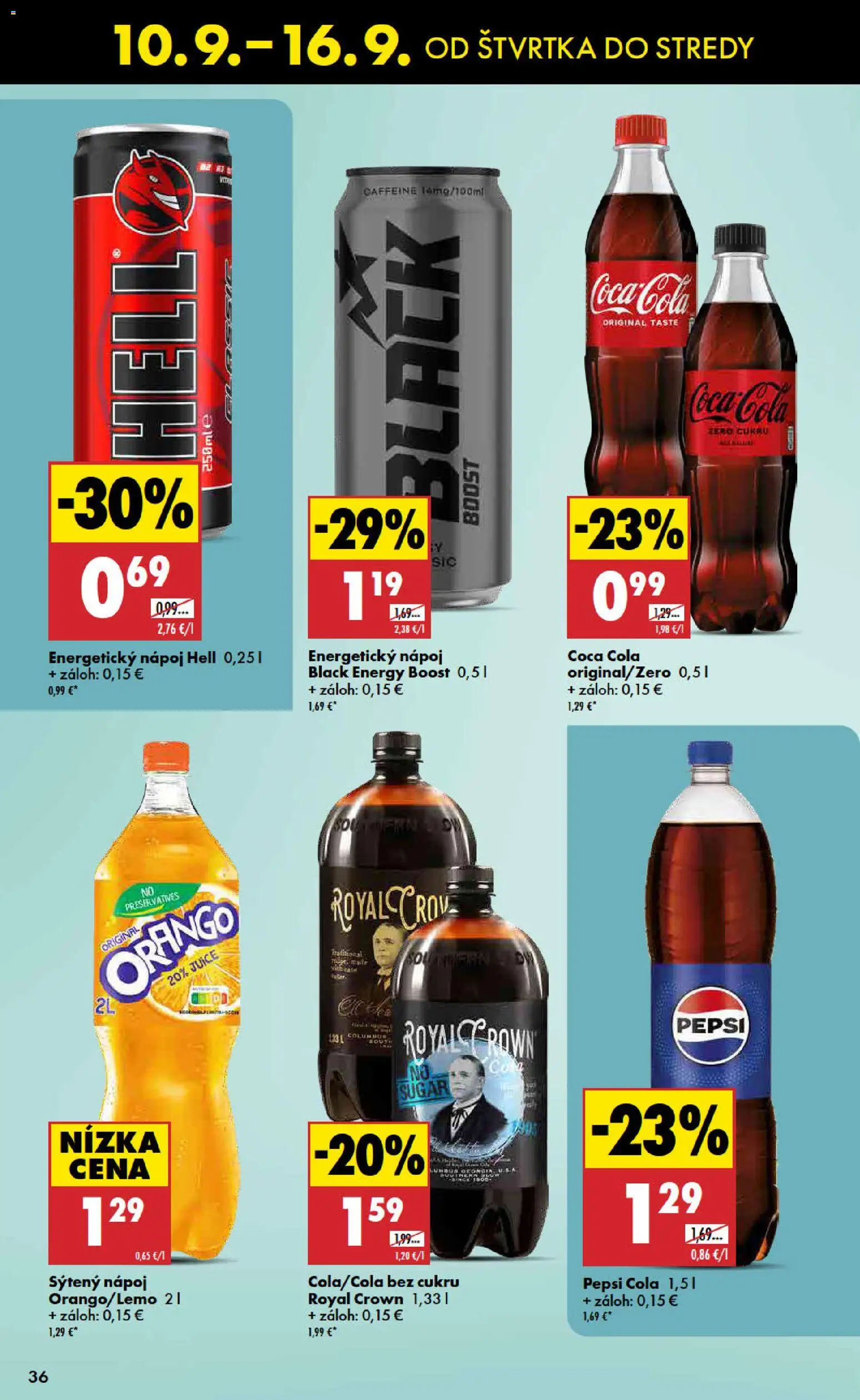 Nové Biedronka akcie – leták je platný od 10.09.2026 | Strana: 36 | Produkty: Coca cola, Pepsi, Cola, Energetický nápoj