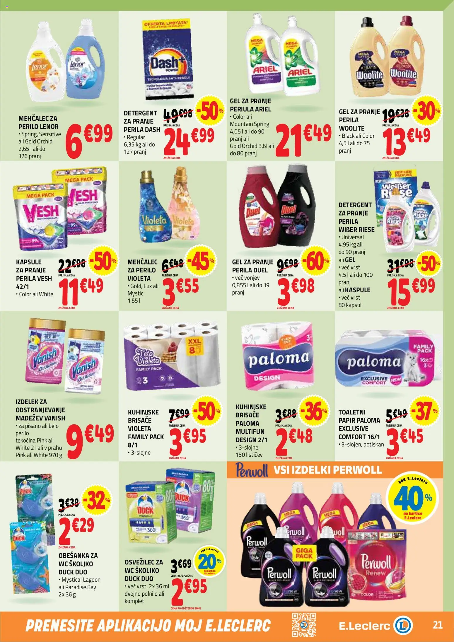Novi E.leclerc katalog ponudbe – veljaven od 19.08.2026 | Stran: 21 | Izdelki: Mehčalec, Detergent