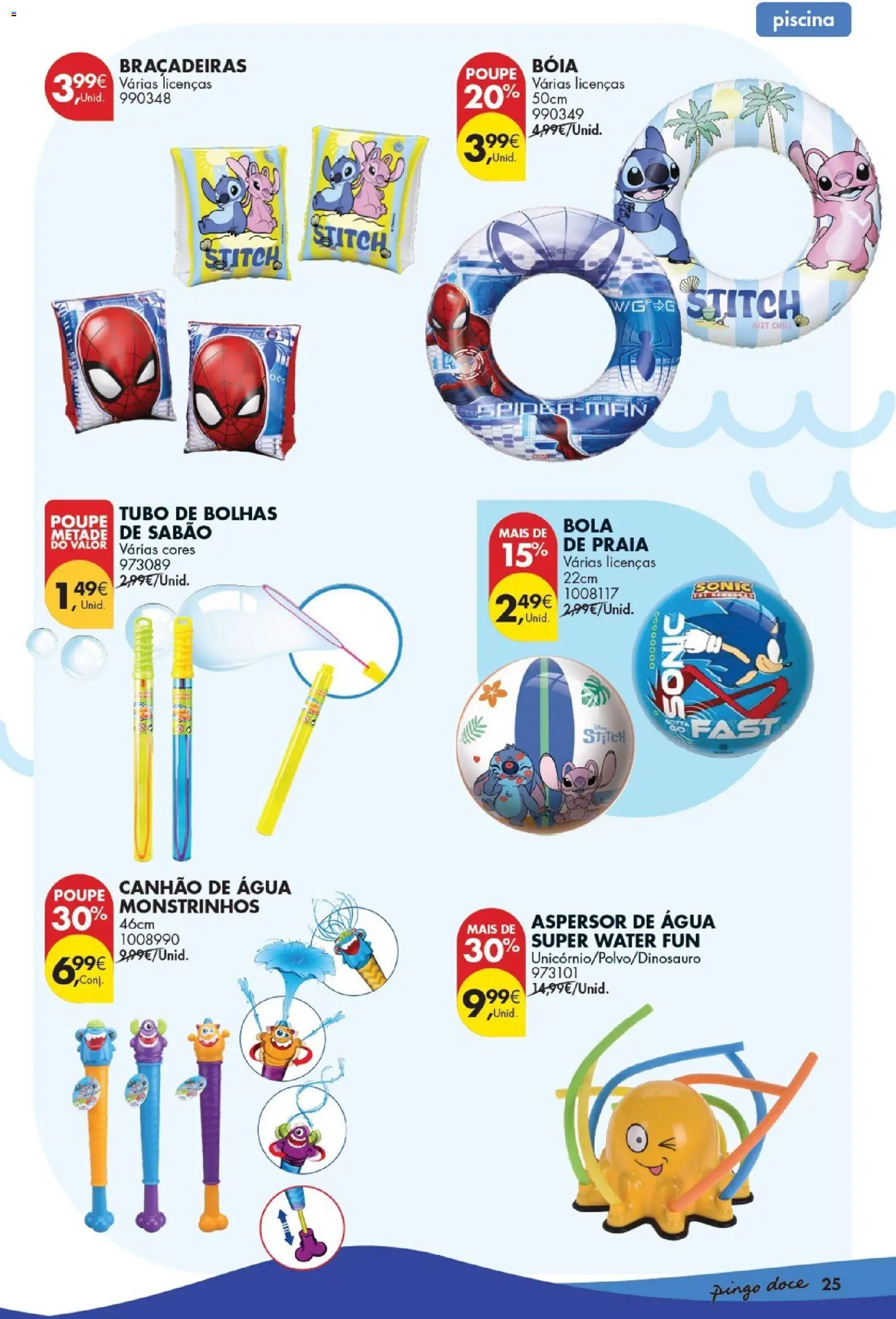 Pingo Doce Bazar Verão │ válido de 09.06.2026 | Página: 25 | Produtos: Agua, Piscina, Braçadeiras, Sabão